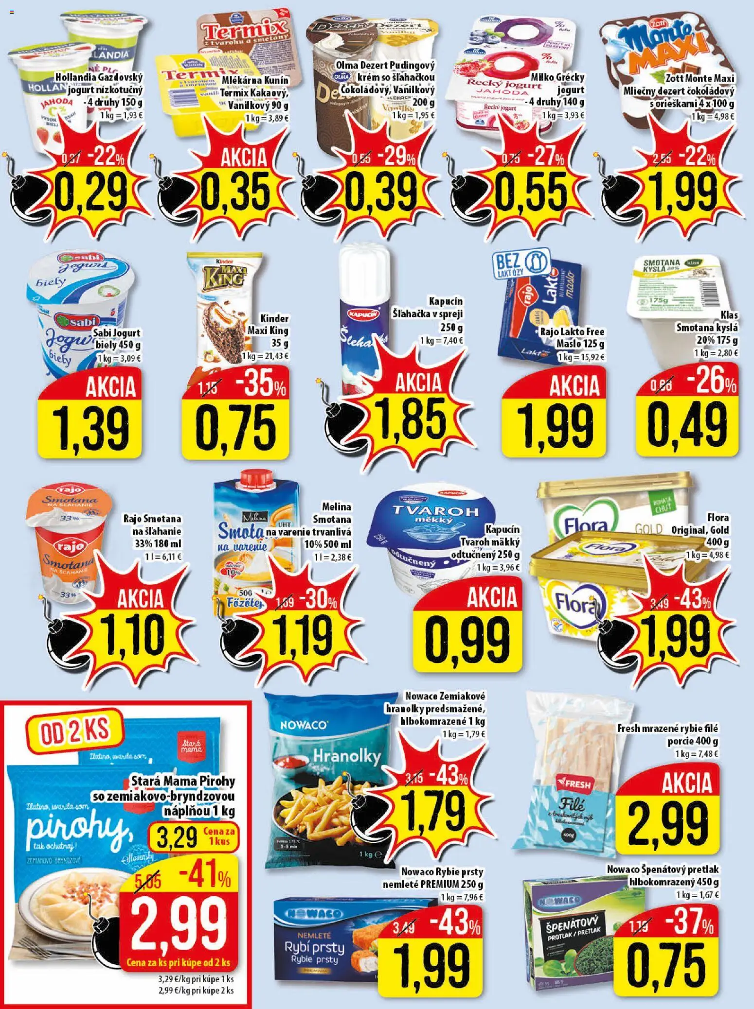 Nové Klas akcie – leták je platný od 23.03.2026 | Strana: 8 | Produkty: Maslo, Pirohy, Krém, Flora