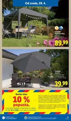 Lidl katalog akcije – veljaven od 29.04.2026 | Stran: 29 | Izdelki: Paviljon, Senčnik, Sadje