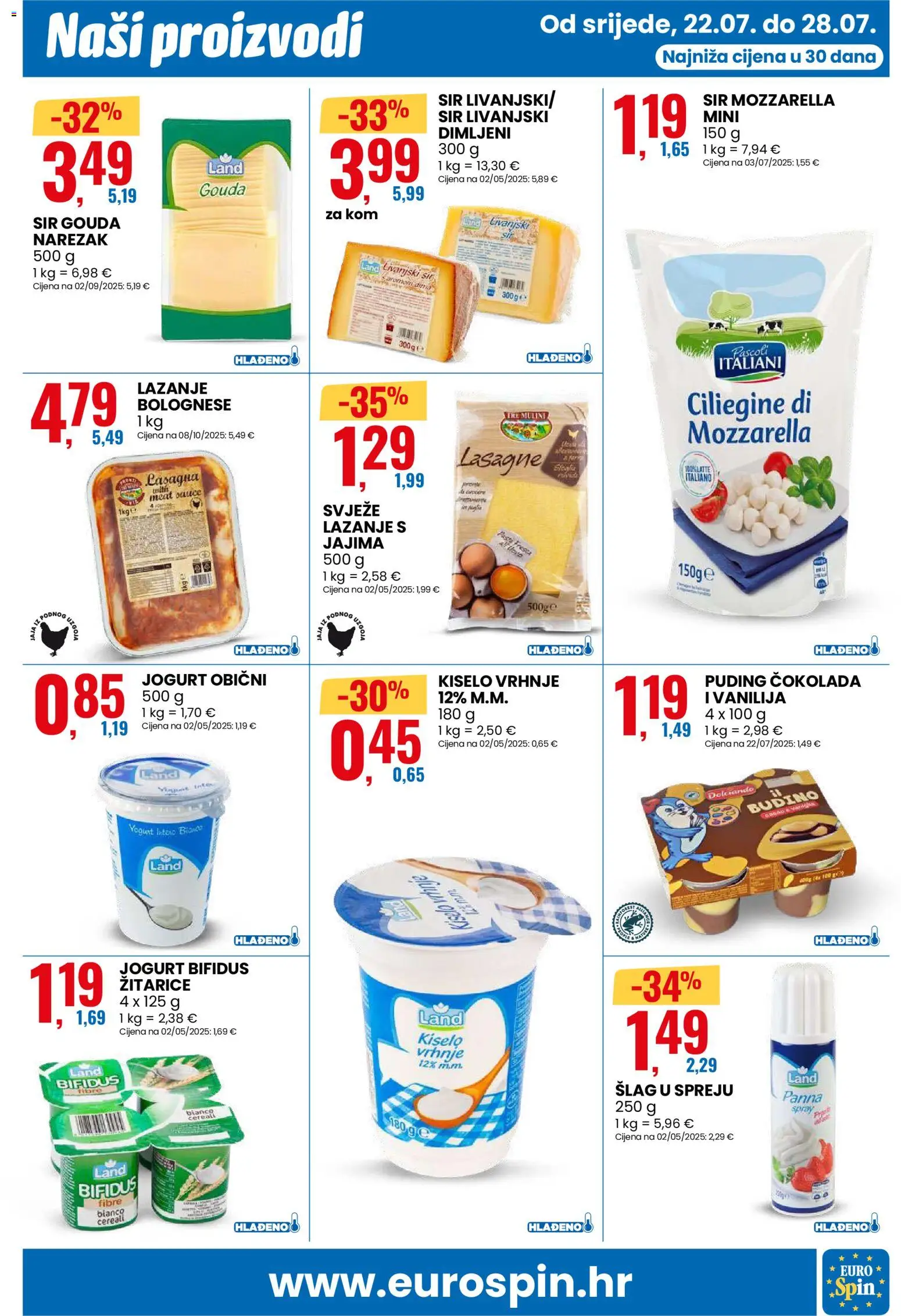 Eurospin katalog | vrijedi od 22.07.2026 | Stranica: 3 | Proizvodi: Jogurt, Kiselo vrhnje, Lazanje, Gouda