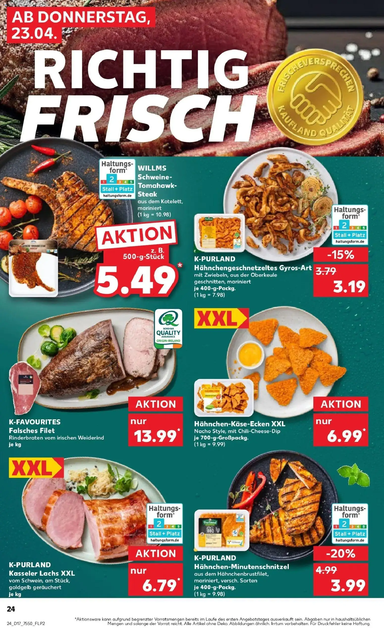 Kaufland Prospekt Ettlingen	 – gültig ab 20.04.2026 | Seite: 36 | Produkte: Rinderbraten, Lachs, Steak