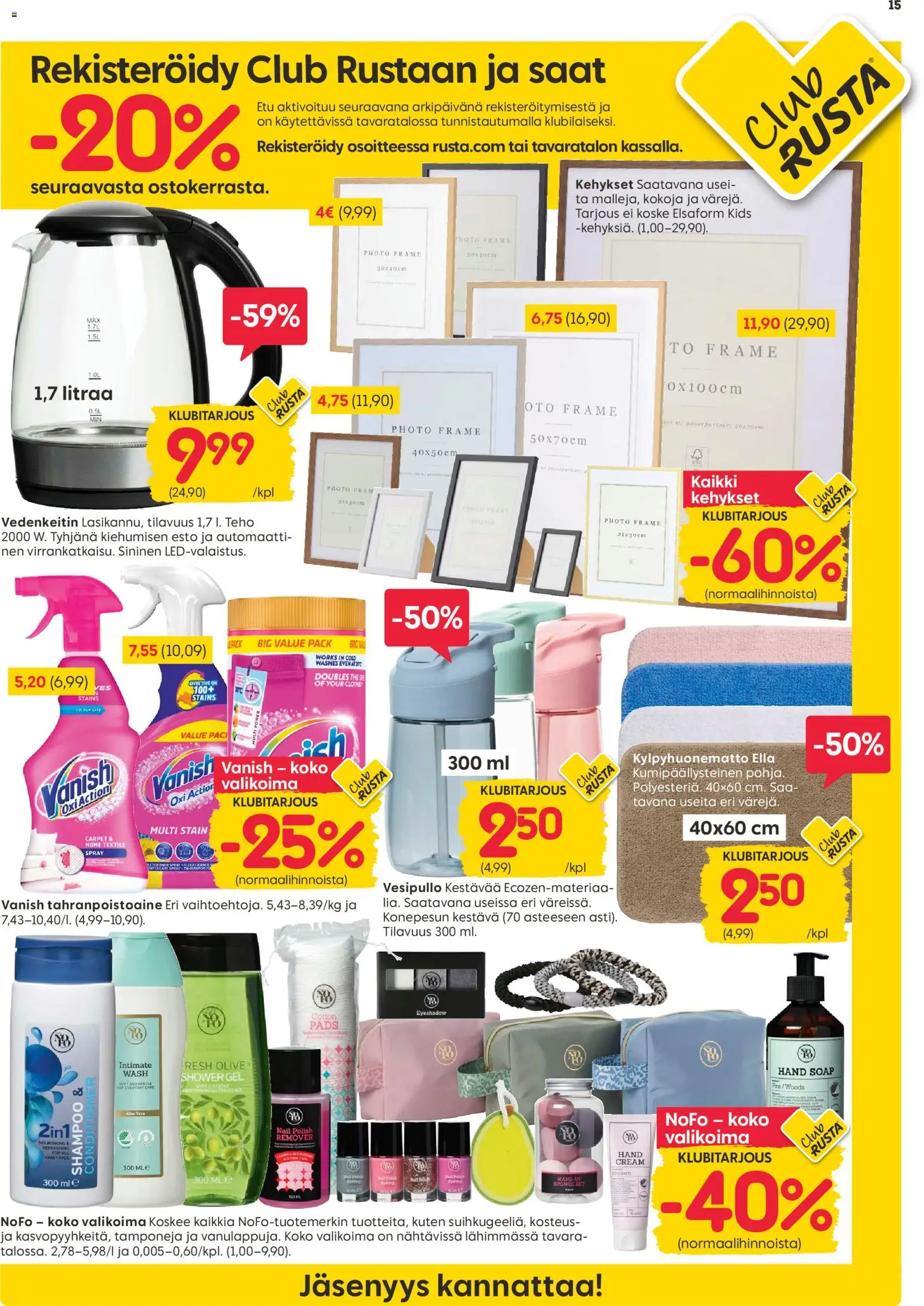 Rusta tarjoukset – voimassa 01.06.2026 alkaen | Sivu: 15 | Tuotteet: Vedenkeitin, Vesipullo, Shampoo, Tahranpoistoaine