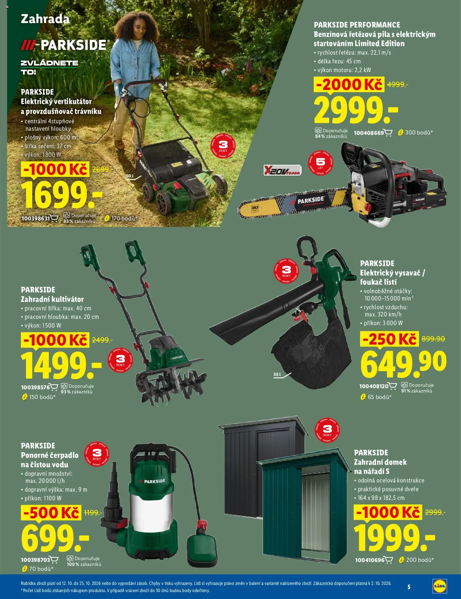 Lidl magazín od 12.10.2026 | Strana: 5 | Produkty: Zahradní kultivátor, Dveře, Čerpadlo, Body