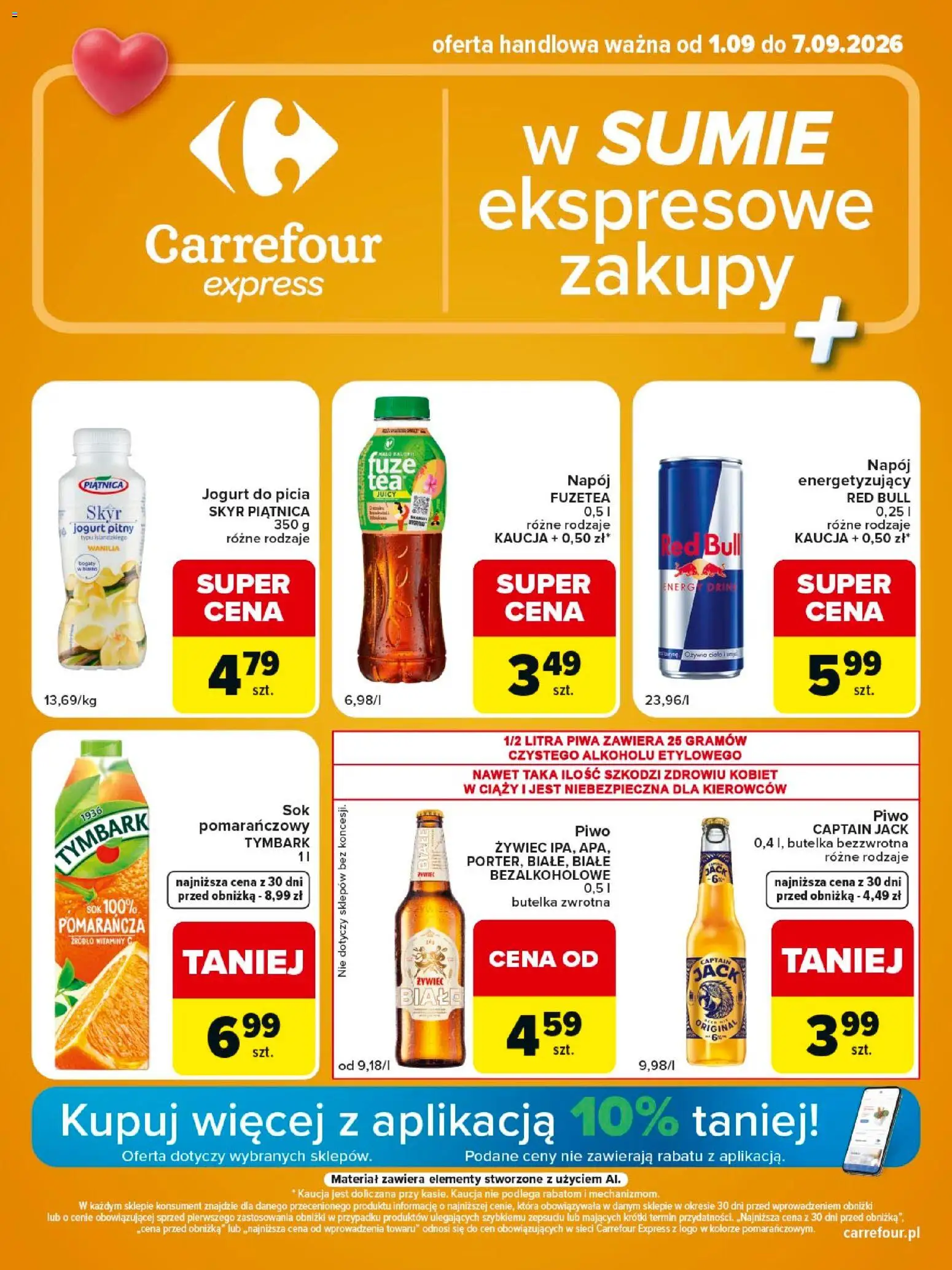 Carrefour gazetka - Express II od 01.09.2026 | Strona: 1 | Produkty: Red bull, Jogurt pitny, Piątnica, Skyr