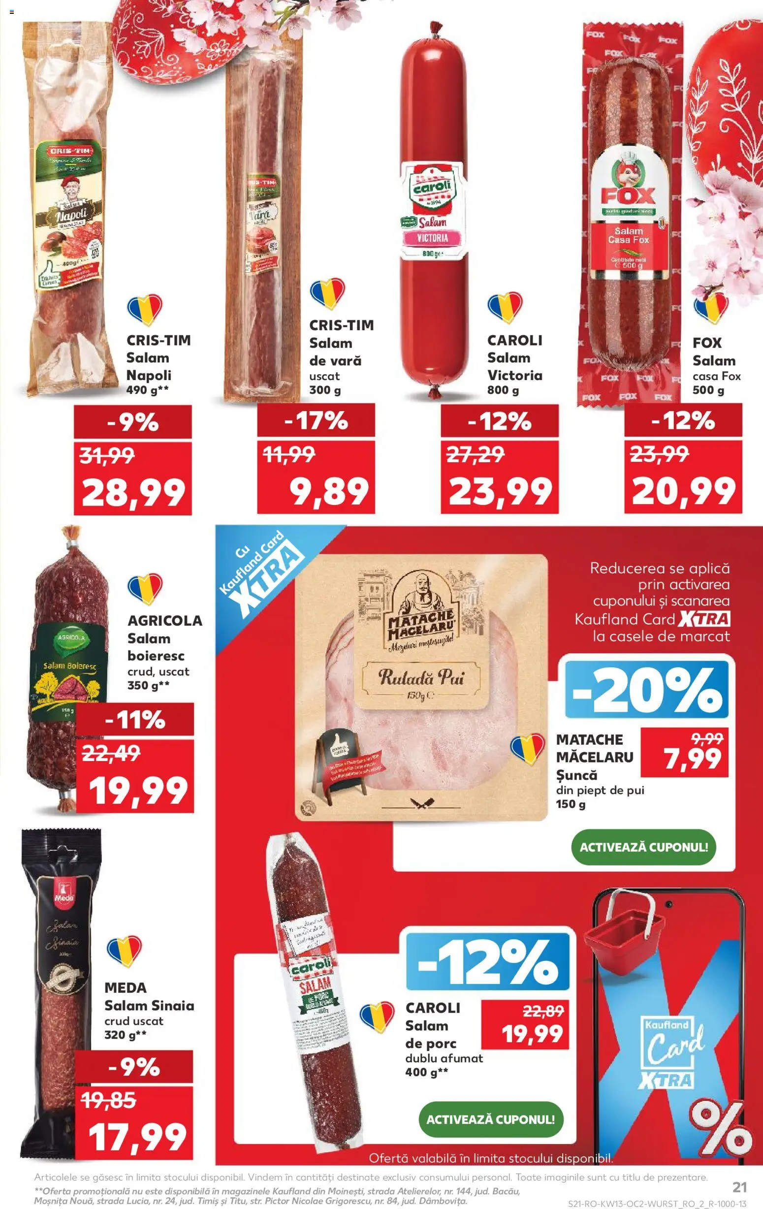 Noul catalog Kaufland – valabil de la 25.03.2026 | Pagină: 21 | Produse: Hacıyatmaz Kedi Oyuncağı, Rață, Salam, Șuncă