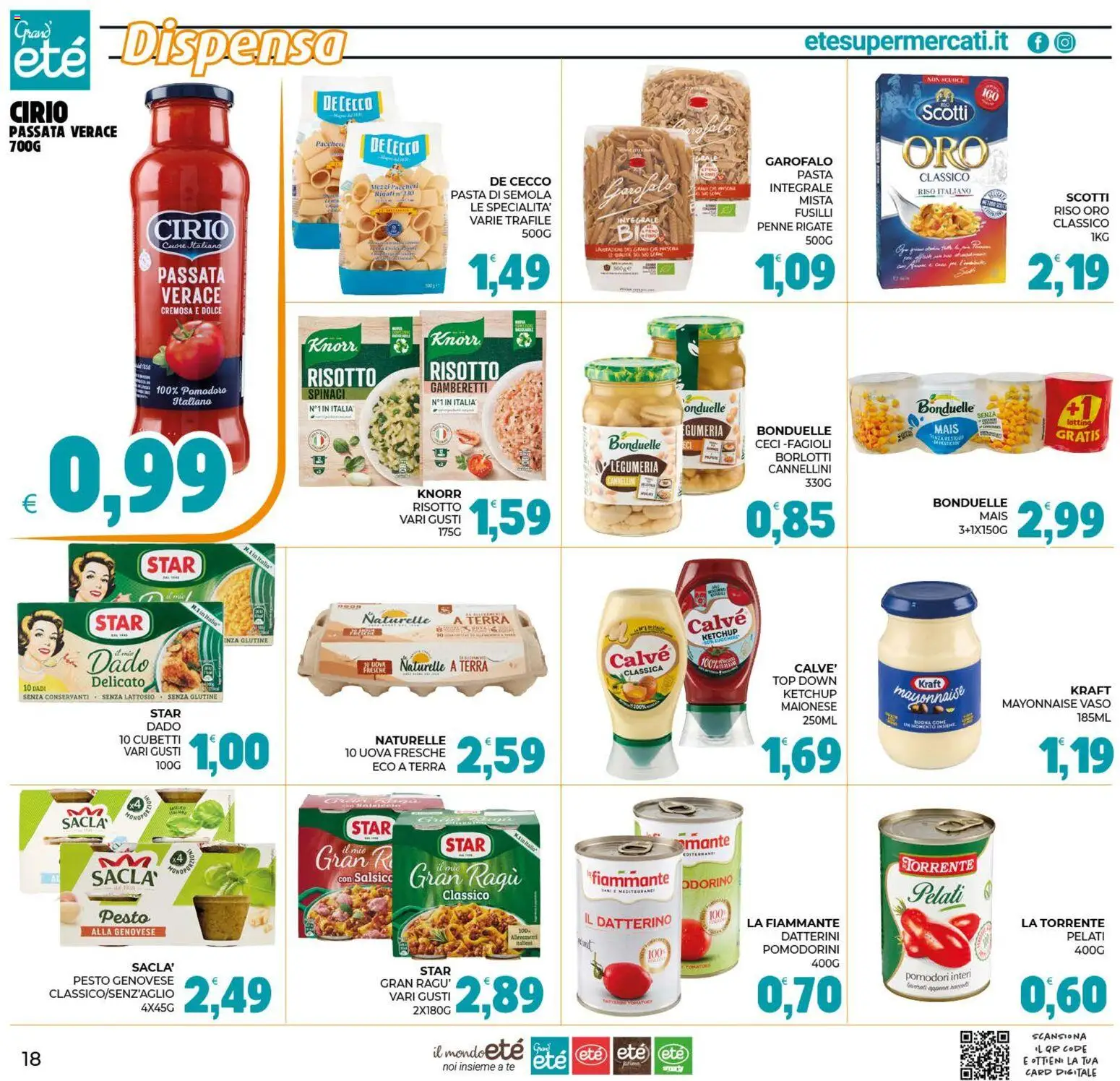 Volantino Eté del 22/09/2026 | Pagina: 18 | Prodotti: De Cecco, Spinaci, Mais, Vaso