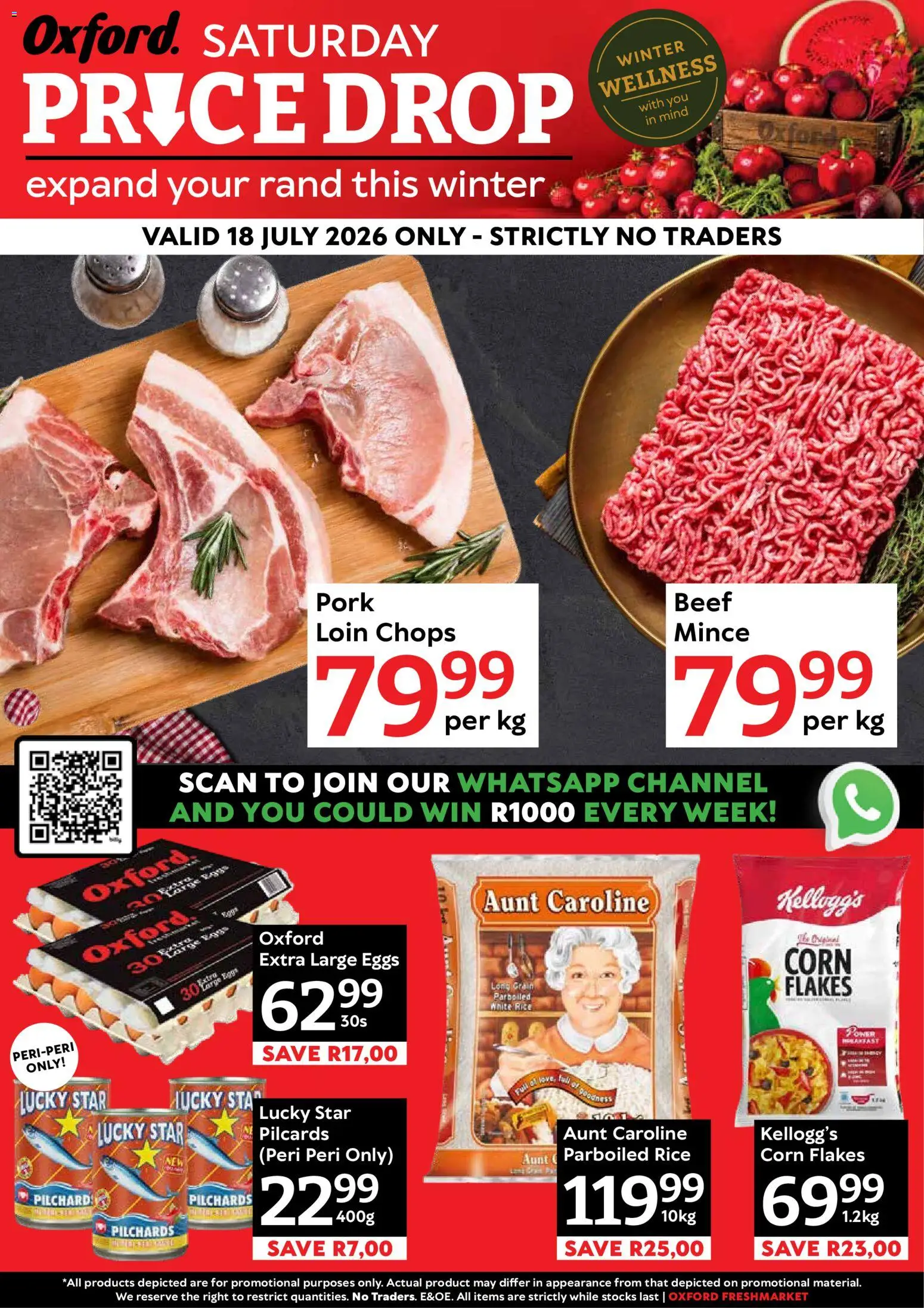 New Oxford Freshmarket catalogue – valid from 18/07/2026 | Page: 1 | Products: Pilchards, Eggs, Rice, Beef
