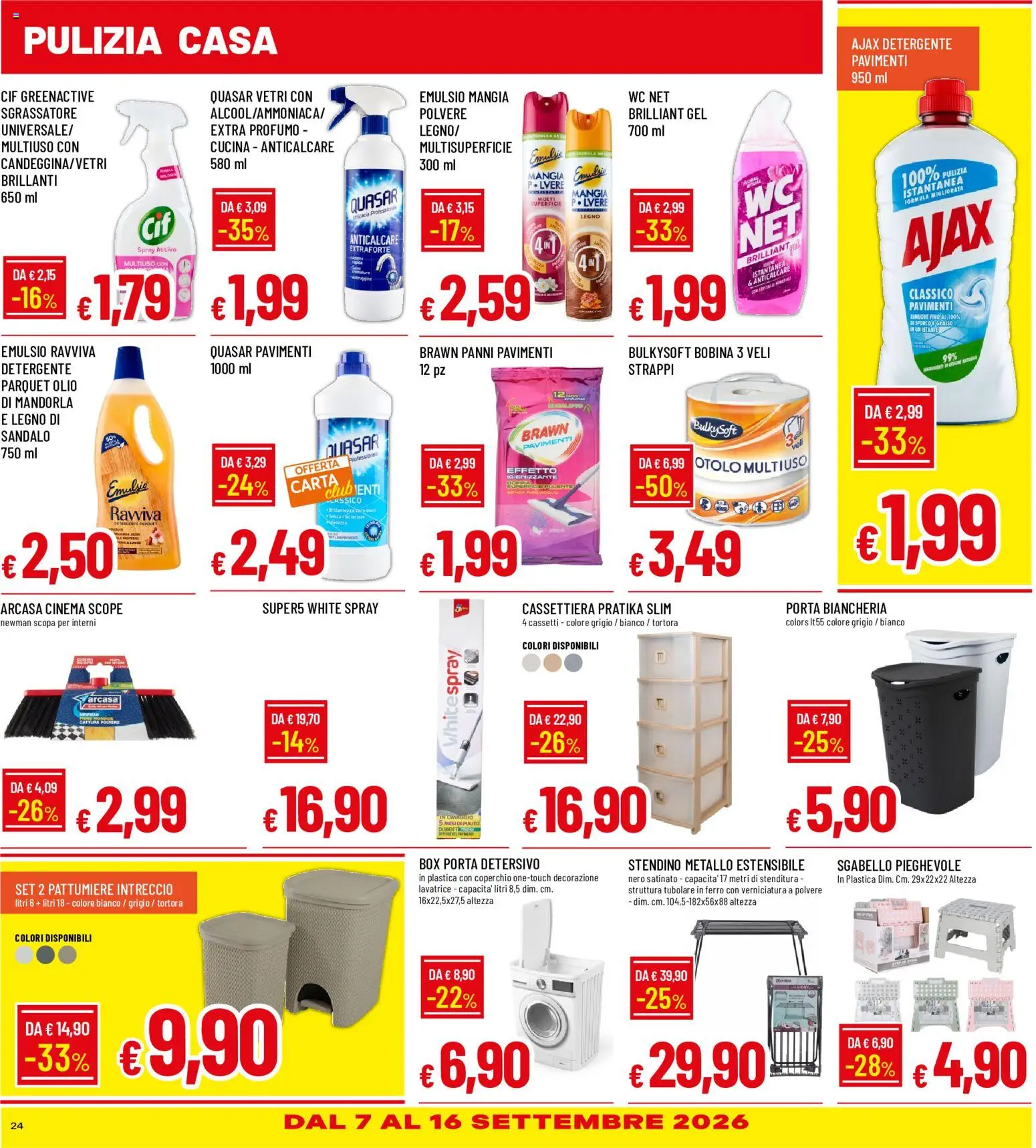 Volantino Galassia del 03/09/2026 | Pagina: 24 | Prodotti: Porta, Olio, Panni, WC
