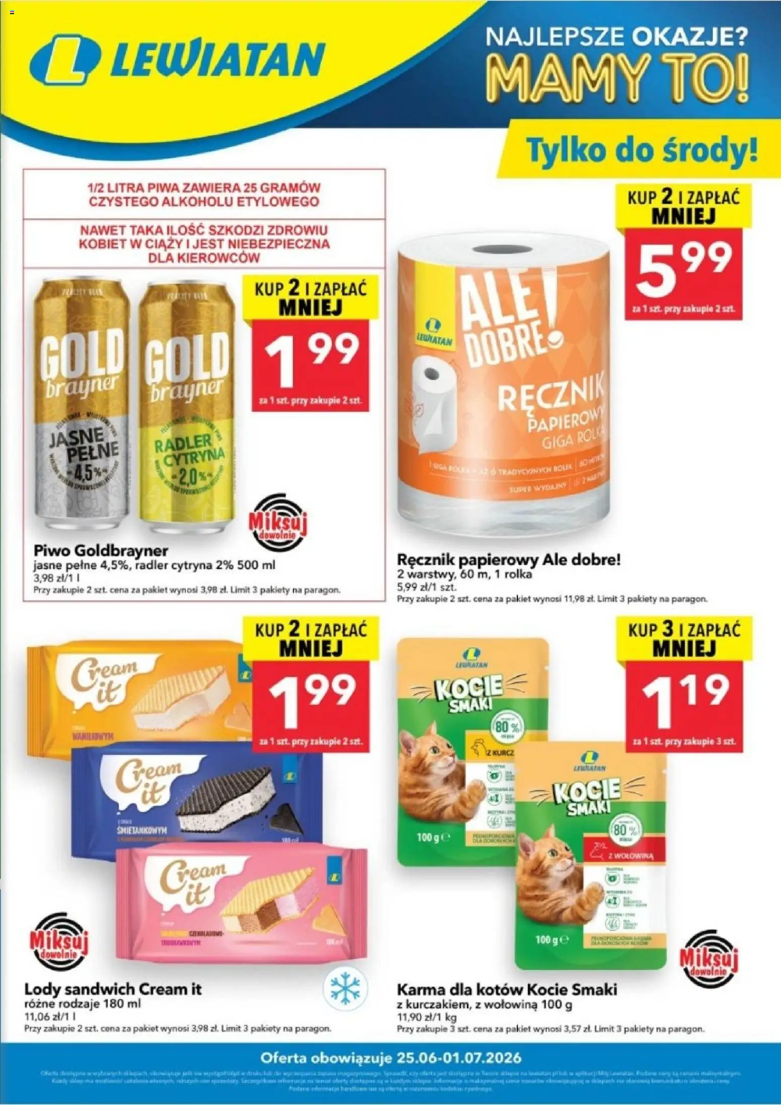 Lewiatan gazetka - W wielopakach taniej II od 25.06.2026 | Strona: 5 | Produkty: Sandwich, Piwo, Wołowina, Ręcznik papierowy