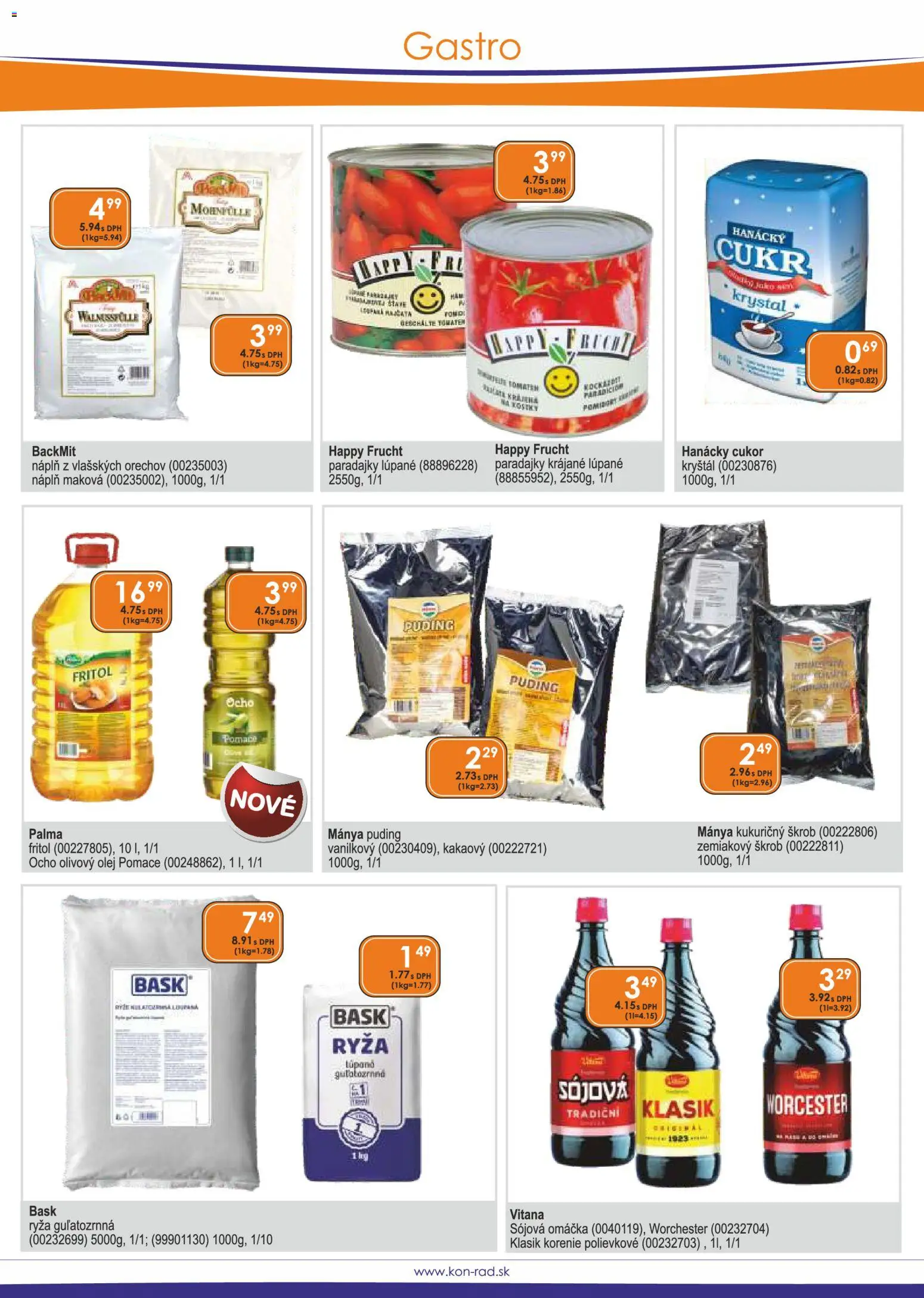 Nové KON - RAD akcie – leták je platný od 01.06.2026 | Strana: 44 | Produkty: Olej, Paradajky, Puding, Omáčka