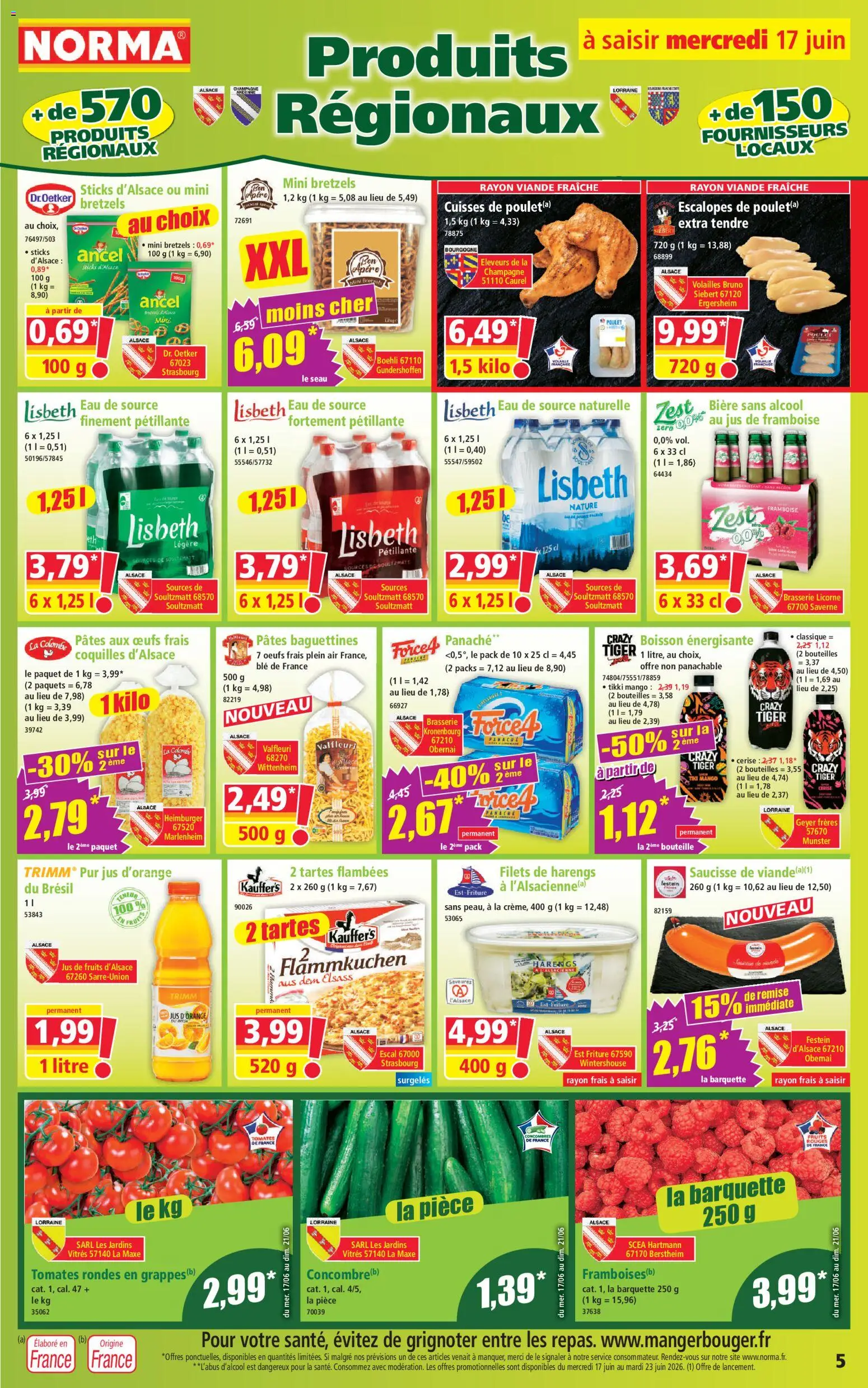 {H1} | Page: 5 | Produits: Jus d'orange, Boisson énergisante, Tomates, Bretzels