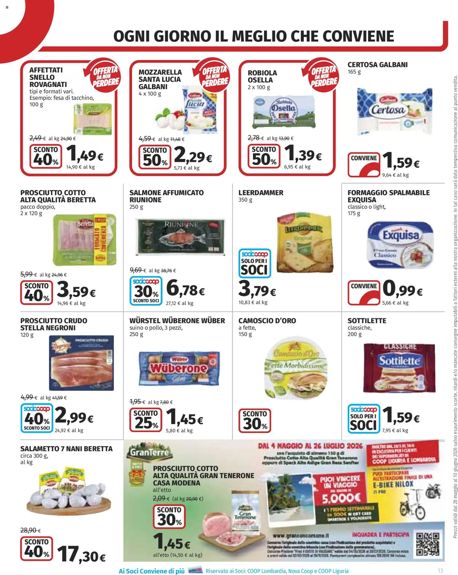 Volantino COOP del 28.05.2026 | Pagina: 13 | Prodotti: Prosciutto Crudo, Salmone, Suino, Robiola