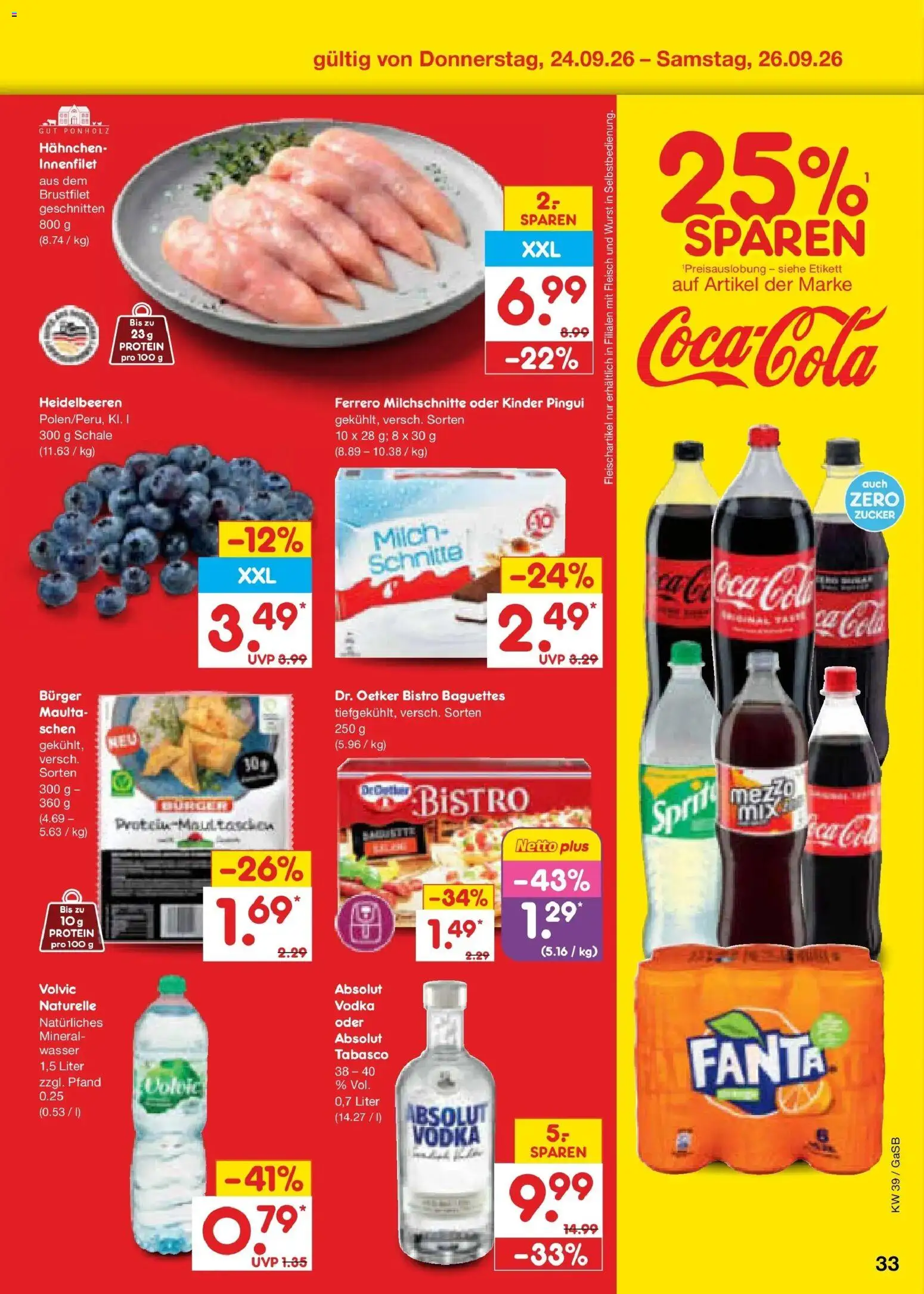 Netto Marken-Discount Prospekt Oldenburg – gültig ab 21.09.2026 | Seite: 47 | Produkte: Milch, Heidelbeeren, Wurst, Vodka
