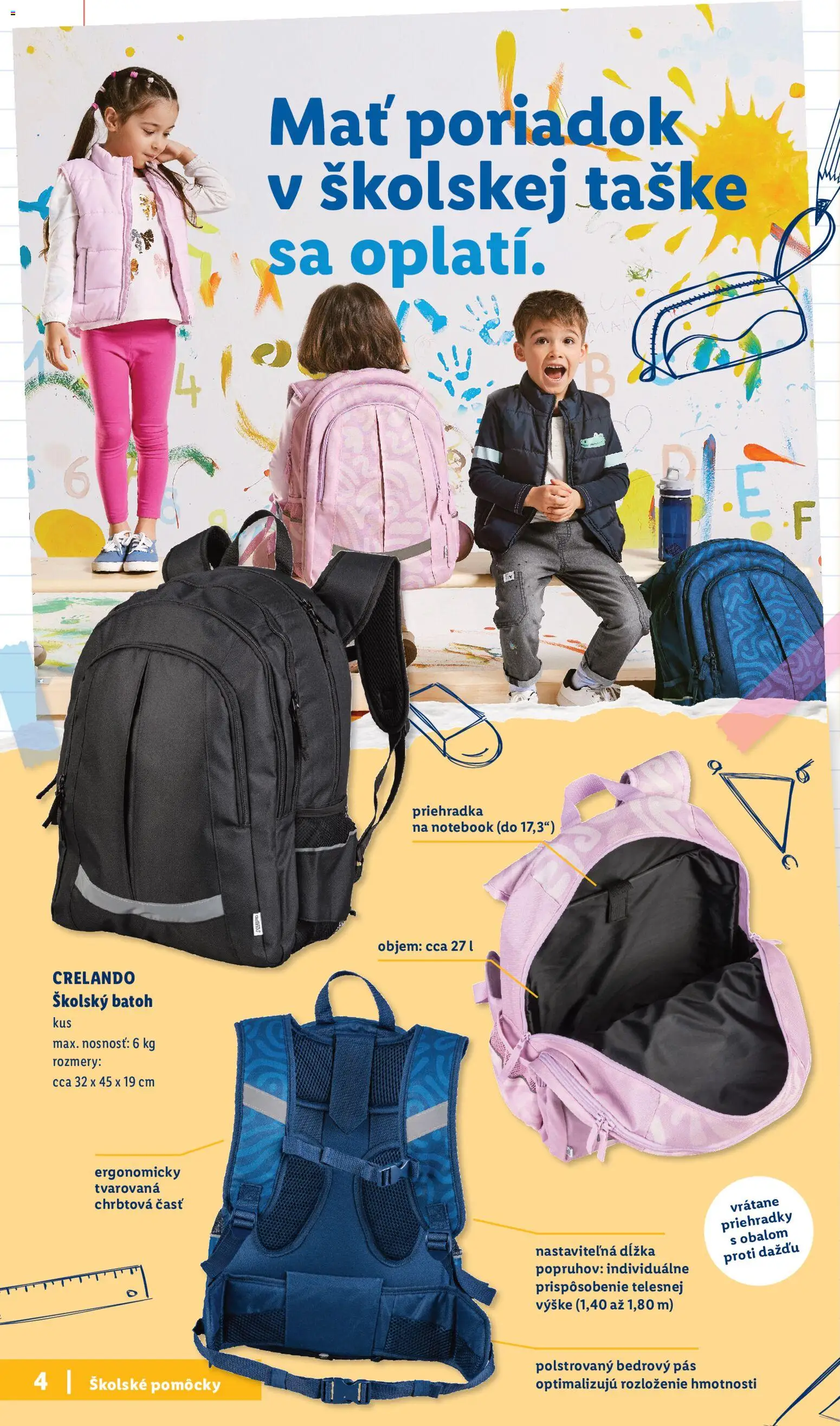 Nové Lidl akcie – leták je platný od 20.07.2026 | Strana: 4 | Produkty: Pás, Batoh, Notebook