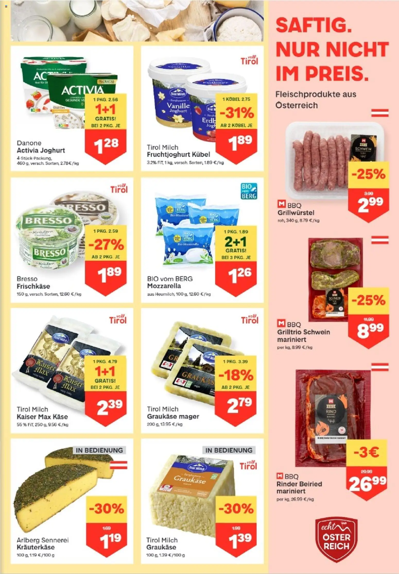MPREIS Hohenems gültig ab 09.07.2026 | Seite: 3 | Produkte: Milch, Käse, Joghurt