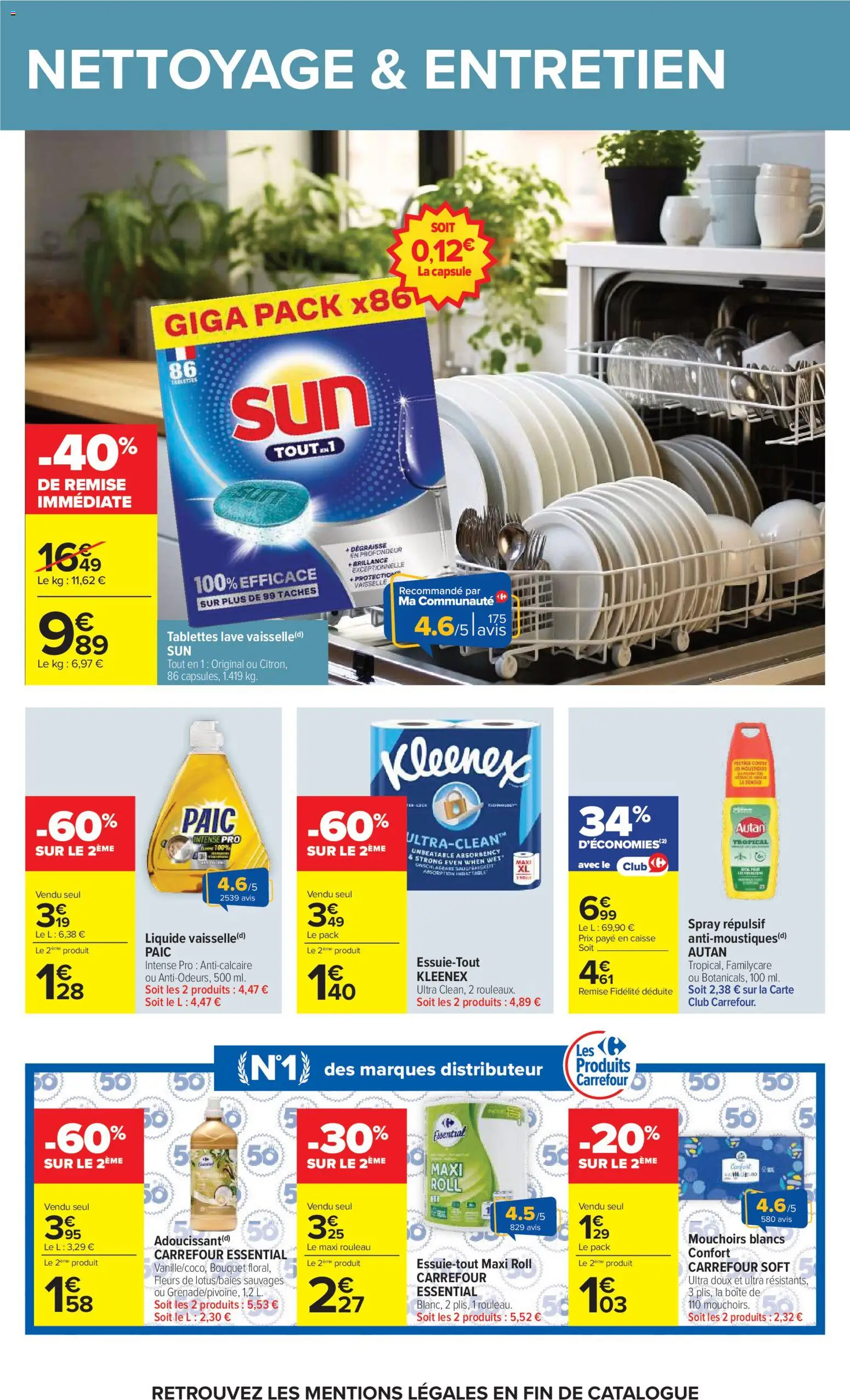{H1} | Page: 50 | Produits: Essuie-tout, Rouleau, Adoucissant, Mouchoirs