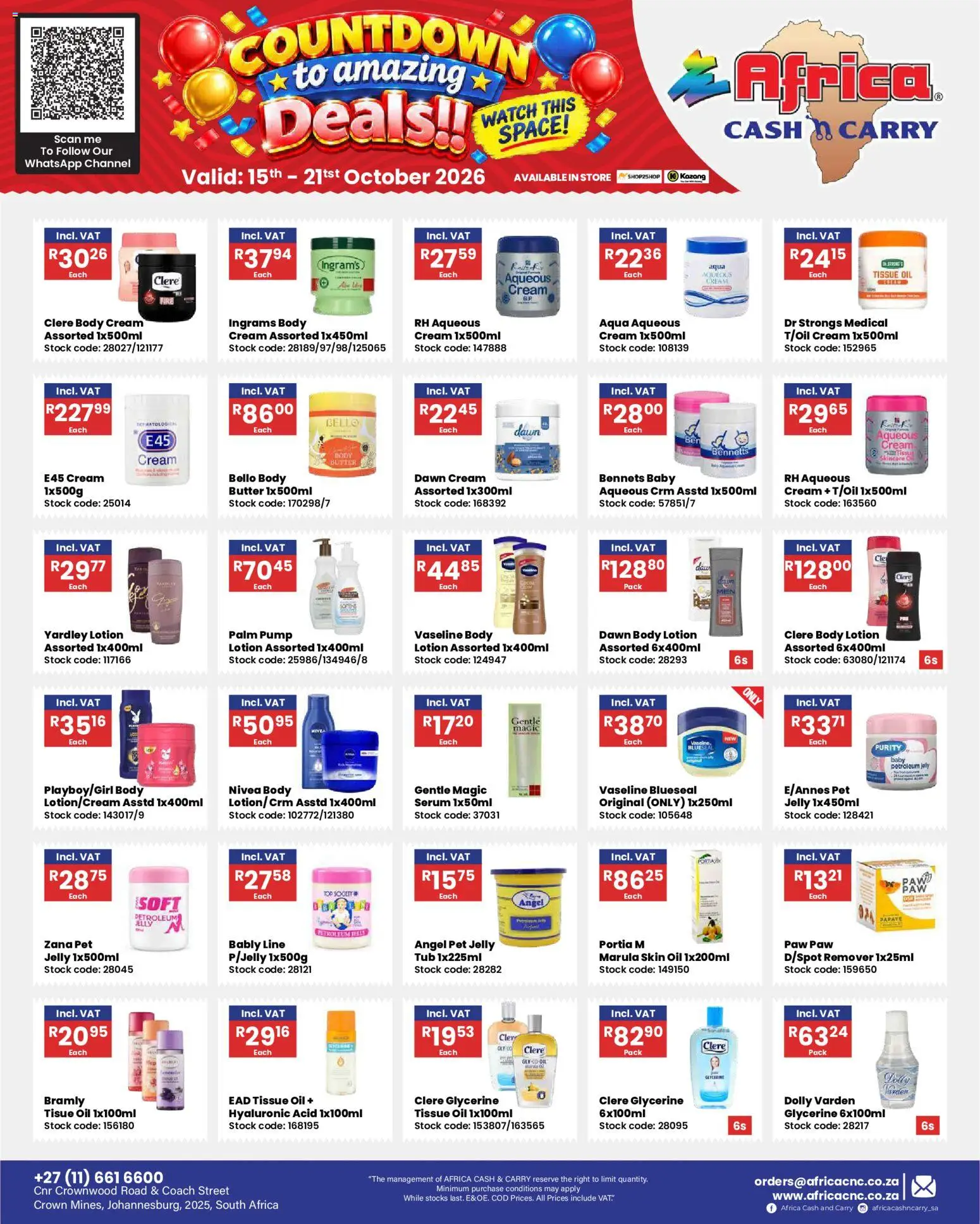 New Africa Cash & Carry catalogue – valid from 15/10/2026 | Page: 5 | Products: Tissue oil, Serum, Body butter, Cream cream