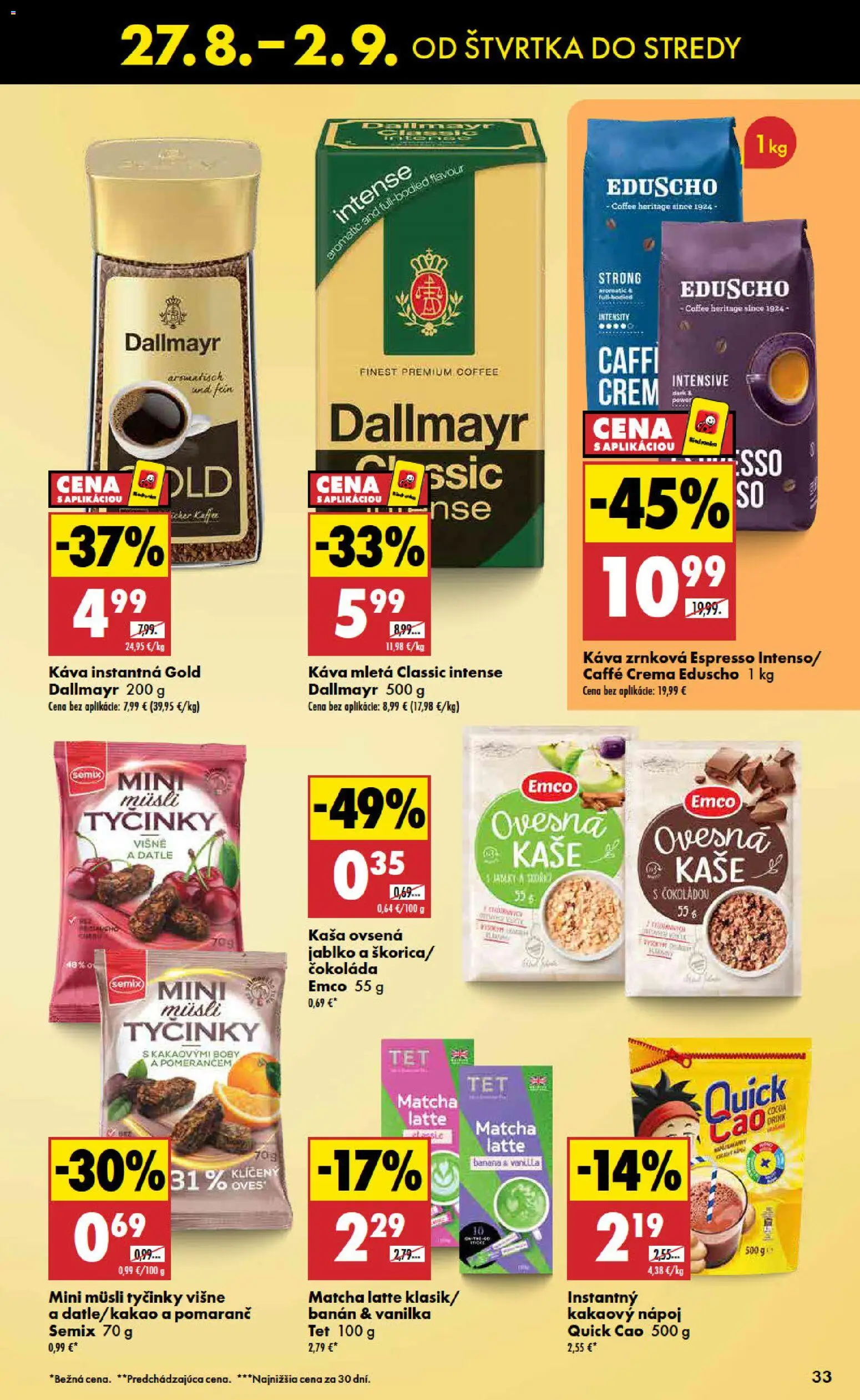 Nové Biedronka akcie – leták je platný od 27.08.2026 | Strana: 33 | Produkty: Káva, Matcha, Vanilka, Kakao
