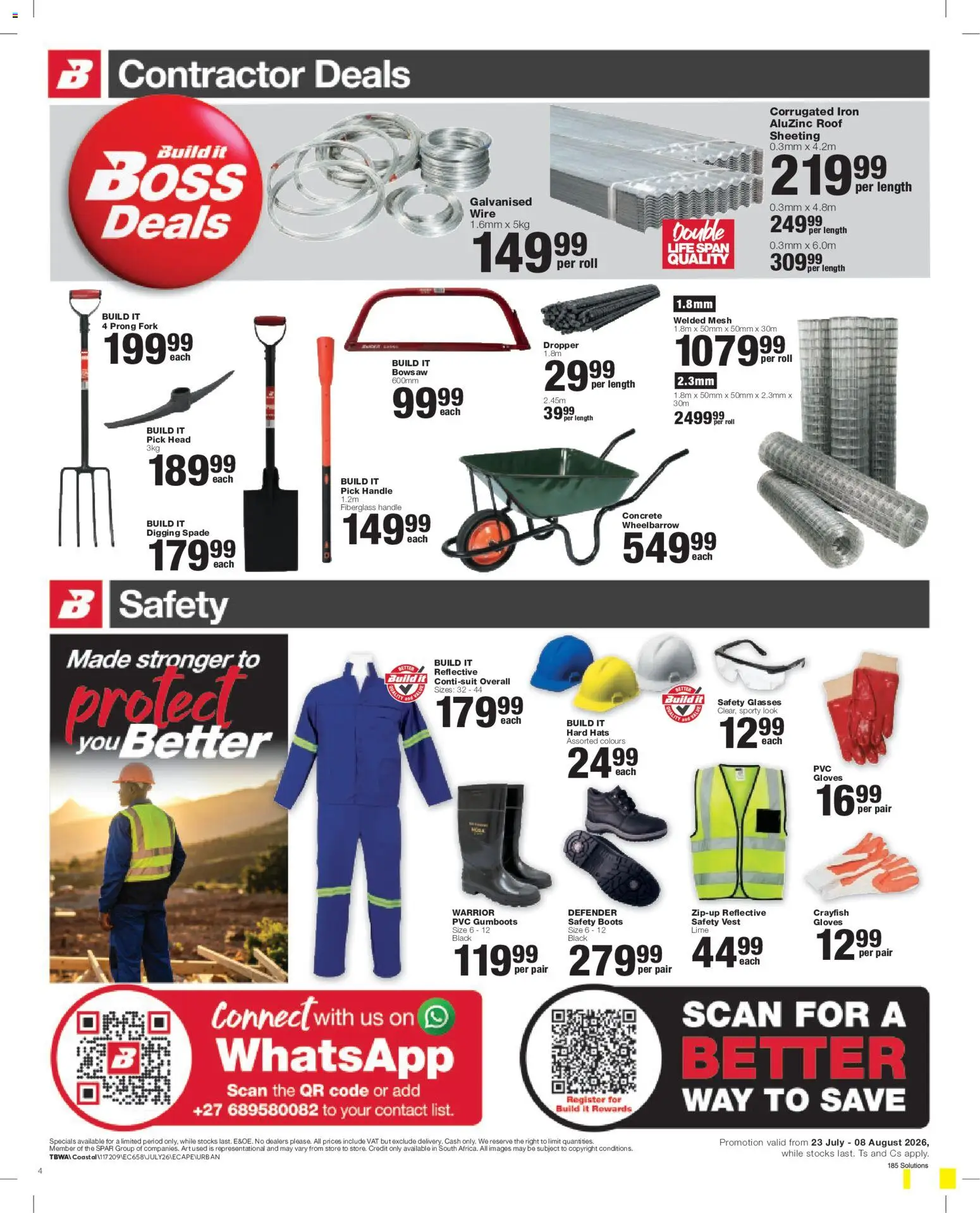 New Build It catalogue – valid from 23/07/2026 | Page: 4 | Products: Vest, Wheelbarrow, Spade, Lime