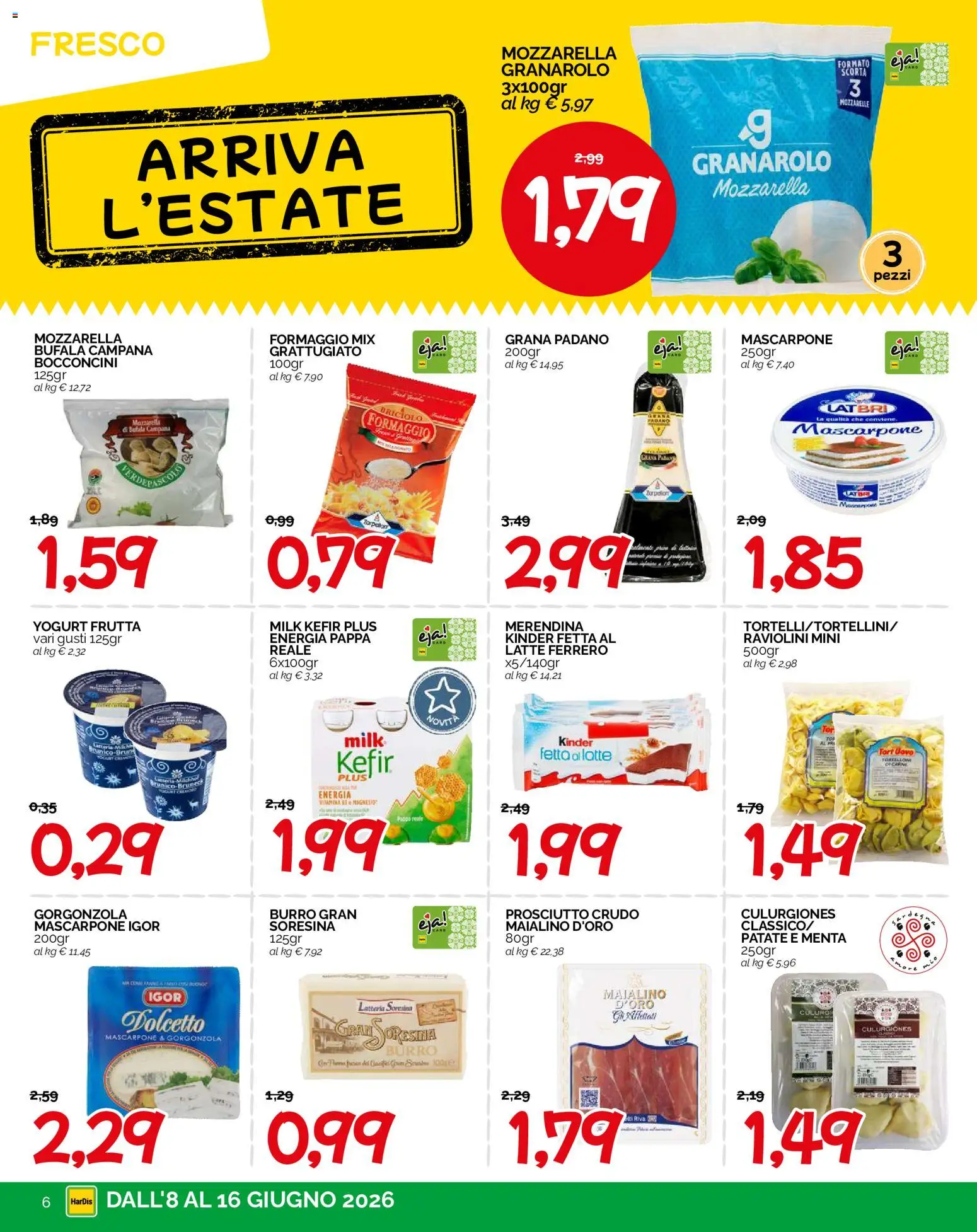 Volantino HarDis del 08.06.2026 | Pagina: 6 | Prodotti: Patate, Frutta, Mascarpone, Menta