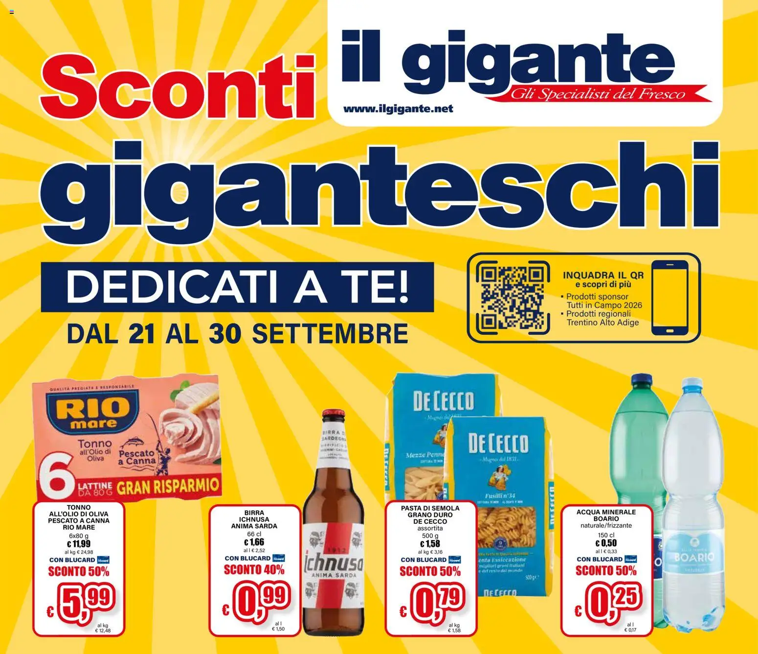 Volantino Il Gigante del 21/09/2026 | Pagina: 1 | Prodotti: Tè, Tonno, Semola, Acqua minerale