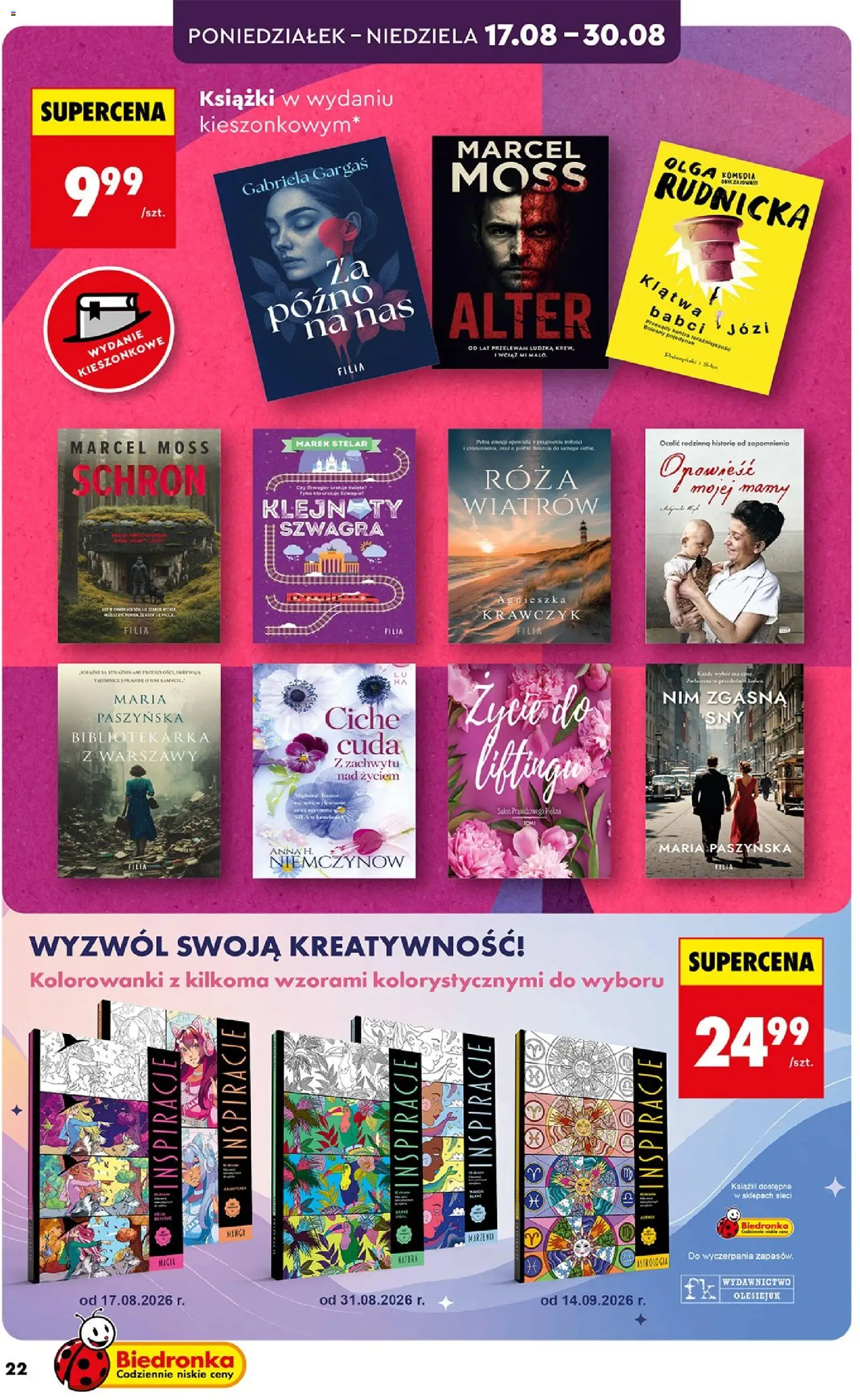 Biedronka gazetka - Hity i inspiracje od 17.08.2026 | Strona: 22 | Produkty: Książki