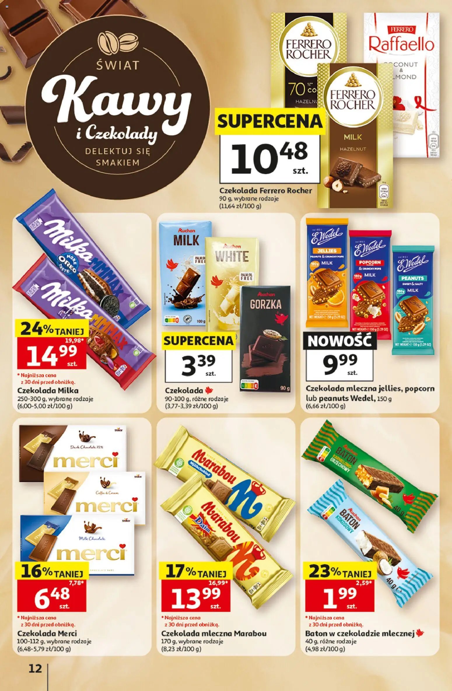 Auchan gazetka - Hipermarket od 22.10.2026 | Strona: 12 | Produkty: Czekolada milka, Milka, Baton, Ferrero rocher