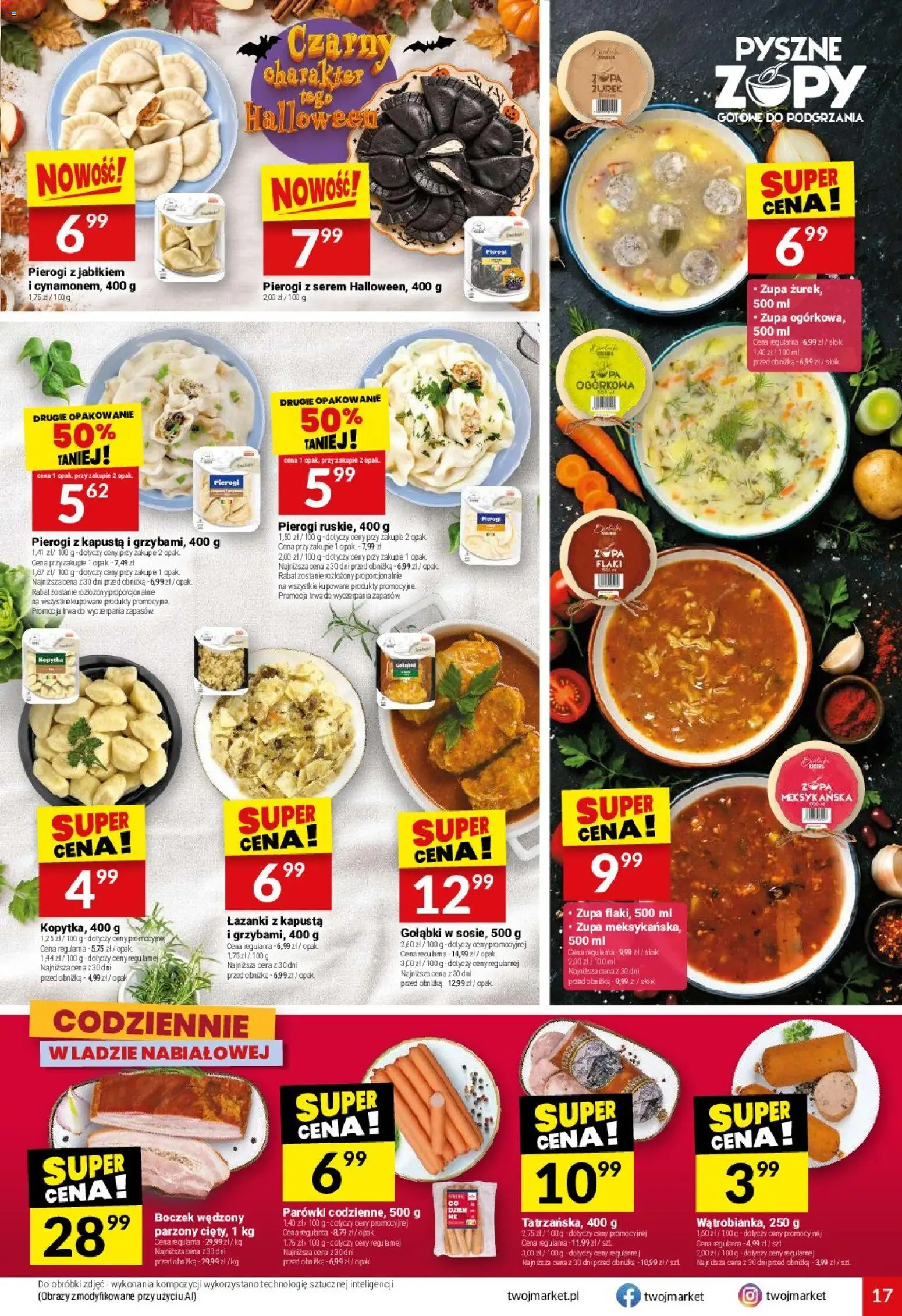 Twój Market gazetka od 21.10.2026 | Strona: 17 | Produkty: Zupy, Pierogi, Boczek wędzony, Pierogi z serem