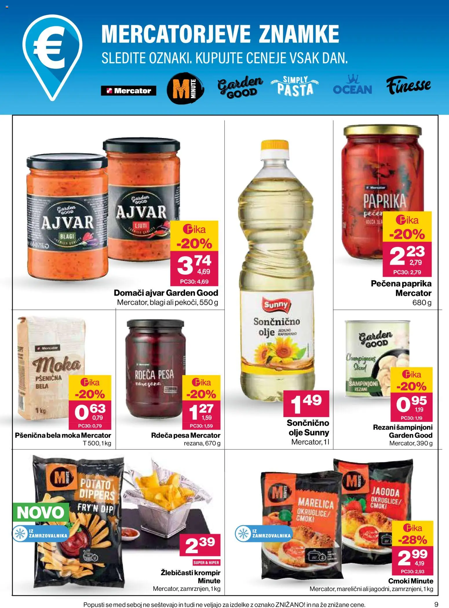 Novi Mercator katalog ponudbe – veljaven od 30.07.2026 | Stran: 9 | Izdelki: Med, Šampinjoni, Ajvar, Olje