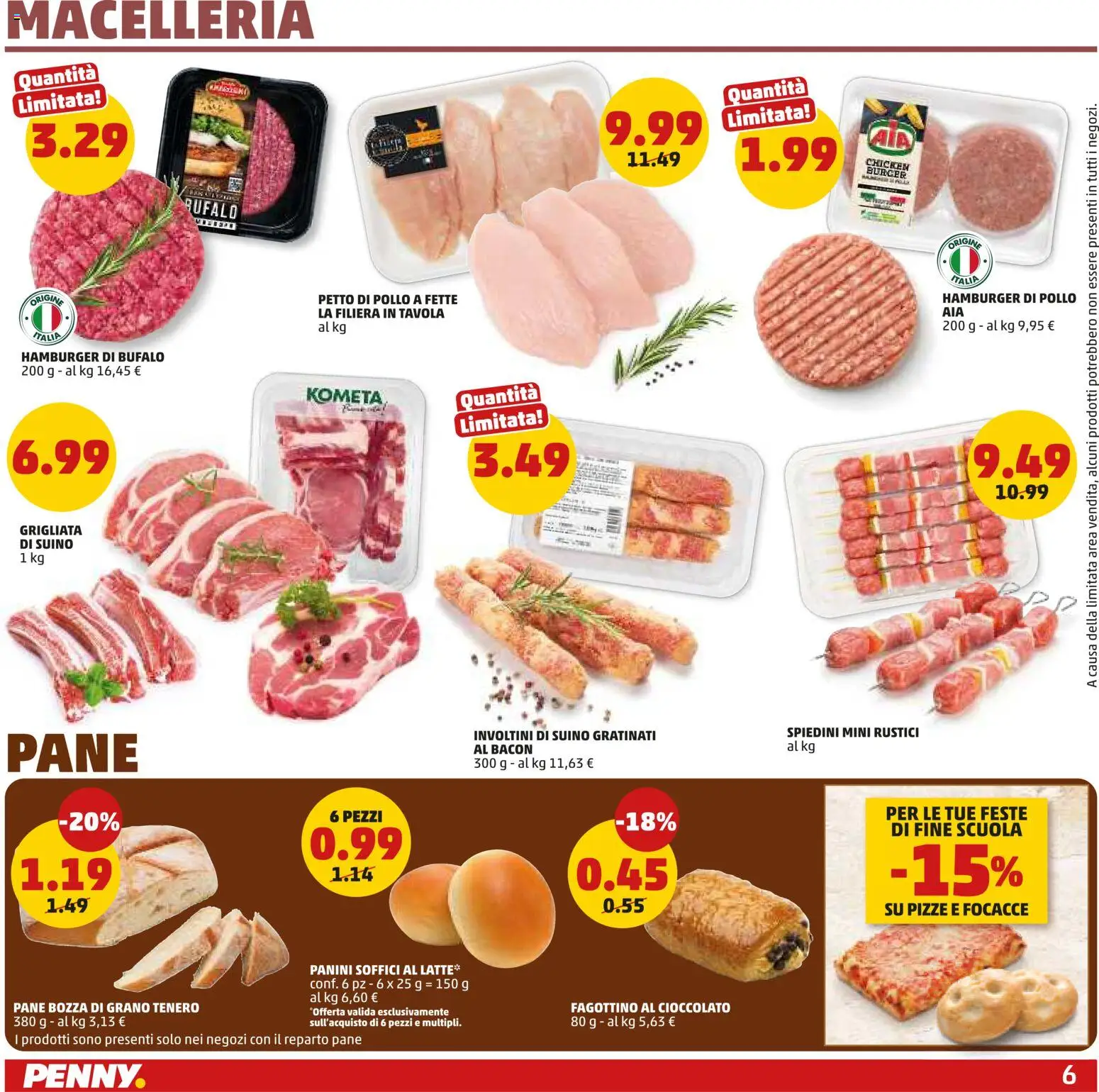 Volantino PENNY del 21.05.2026 | Pagina: 6 | Prodotti: Petto di Pollo, Pane, Suino, Bufalo