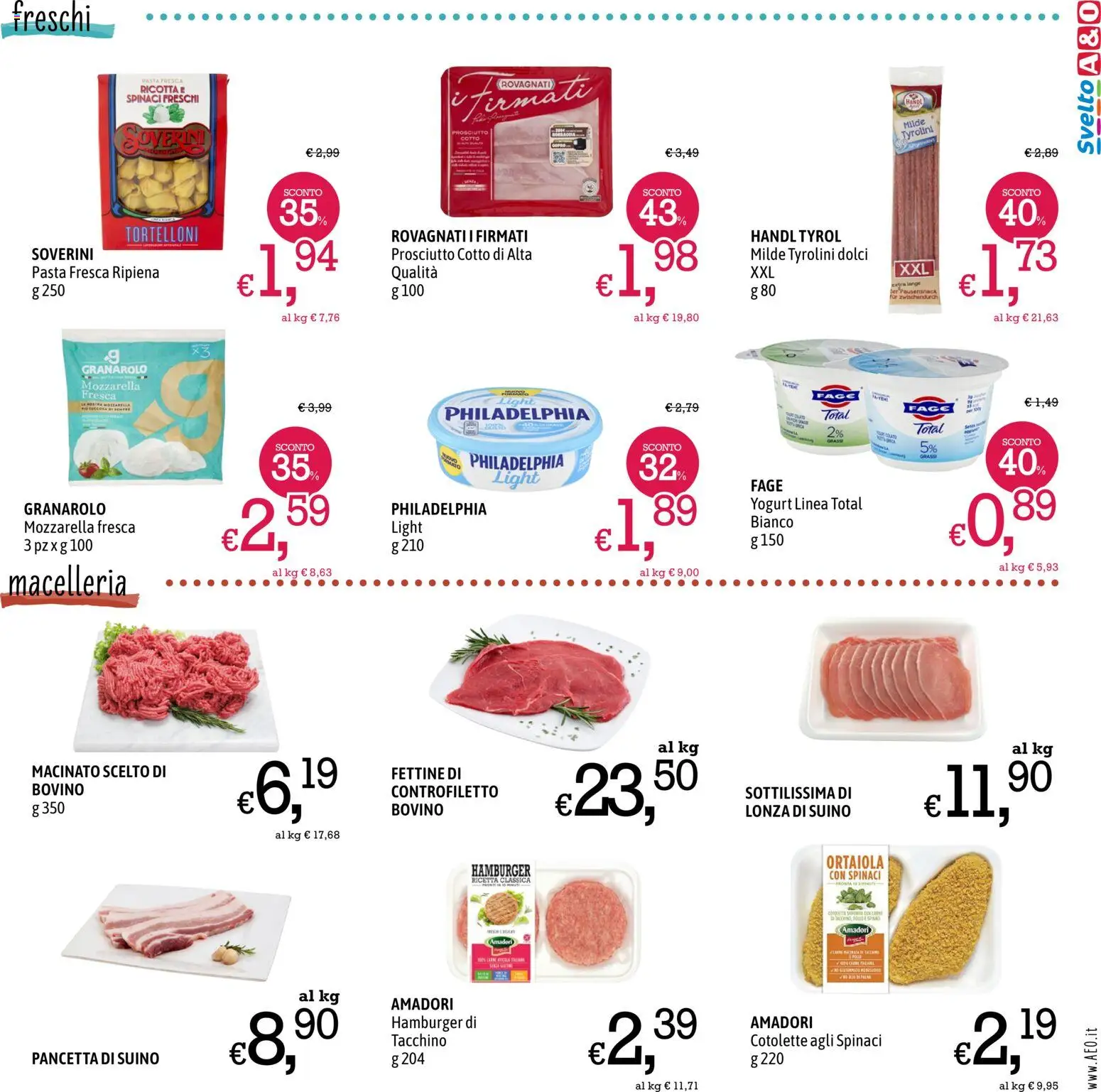 Volantino A&O del 18/06/2026 | Pagina: 3 | Prodotti: Tacchino, Mozzarella, Spinaci, Macinato