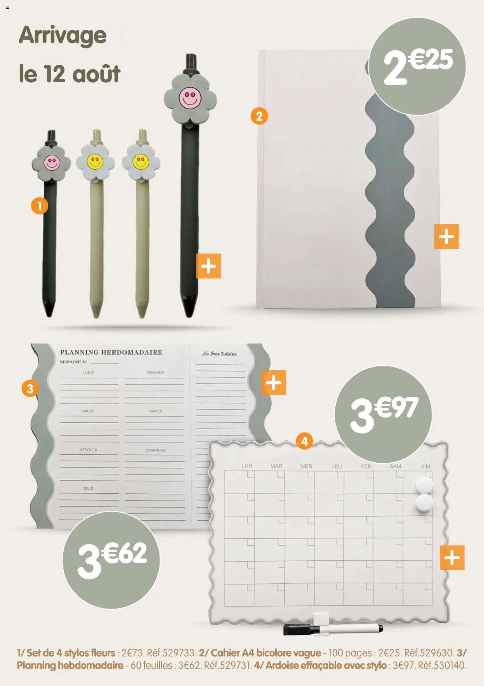 {H1} | Page: 16 | Produits: Fleurs, Cahier, Stylo