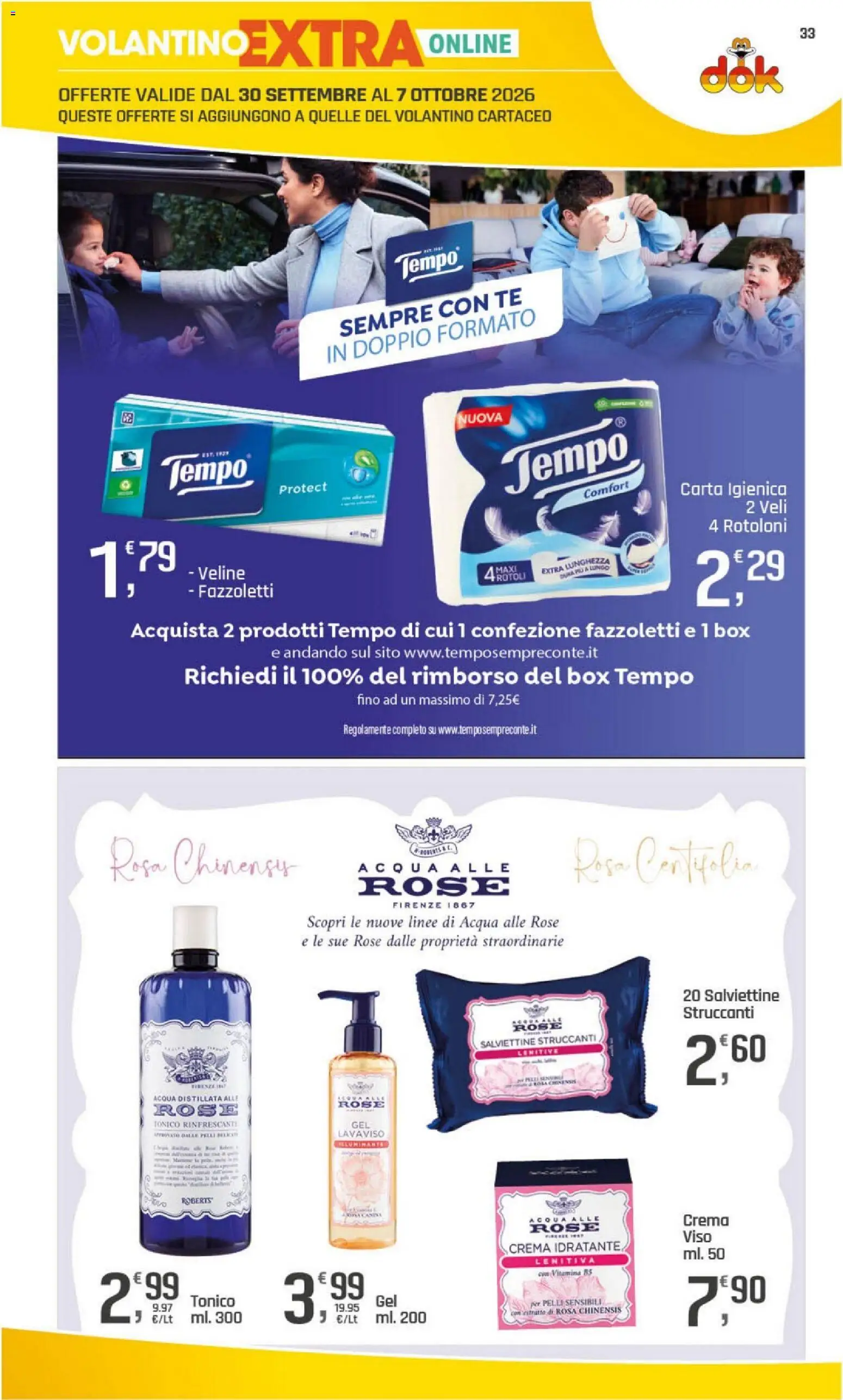Volantino DOK del 24/09/2026 | Pagina: 33 | Prodotti: Crema, Veline, Fazzoletti, Tonico