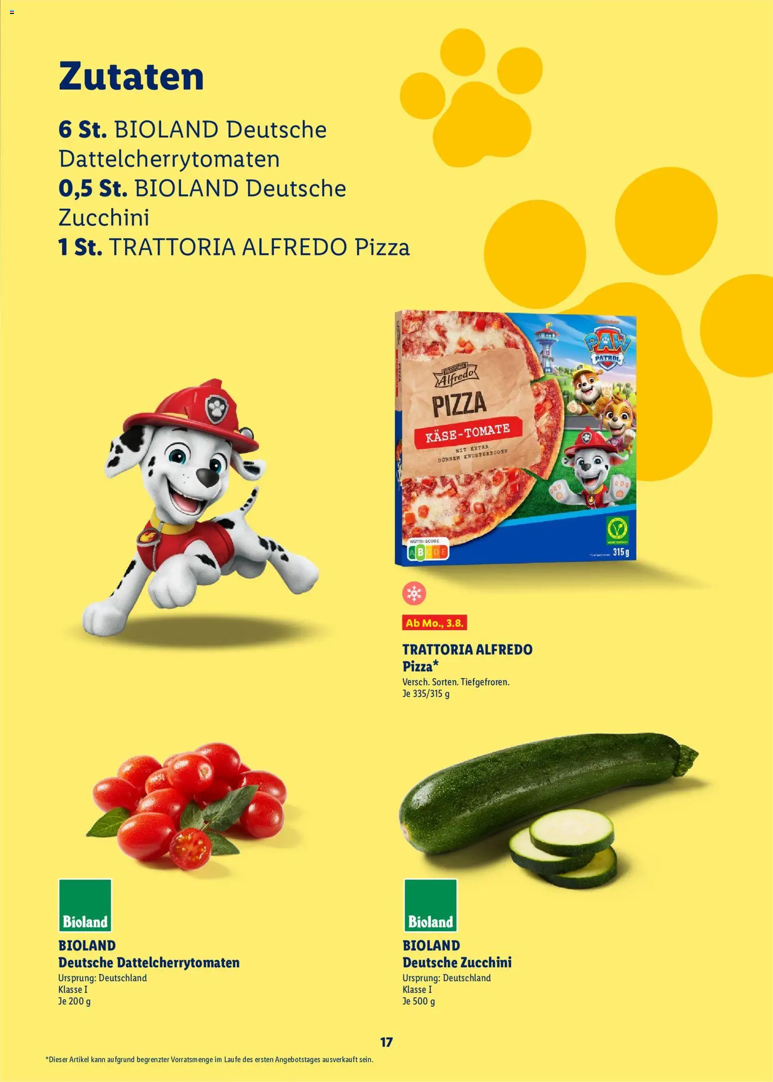 Lidl Německo leták - Paw Patrol od 20.07.2026 | Strana: 17 | Produkty: Pizza