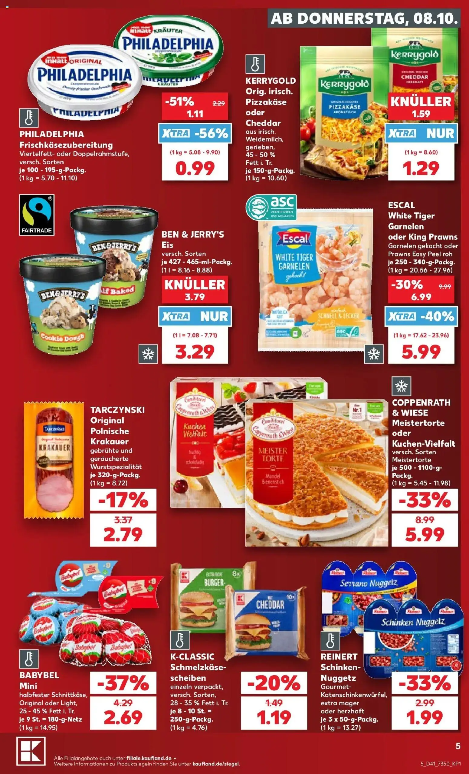 Prospekt Kaufland ab 05.10.2026 » Angebote Online zum Blättern | Seite: 15 | Produkte: Philadelphia, Garnelen, Ben & Jerry's, Kuchen