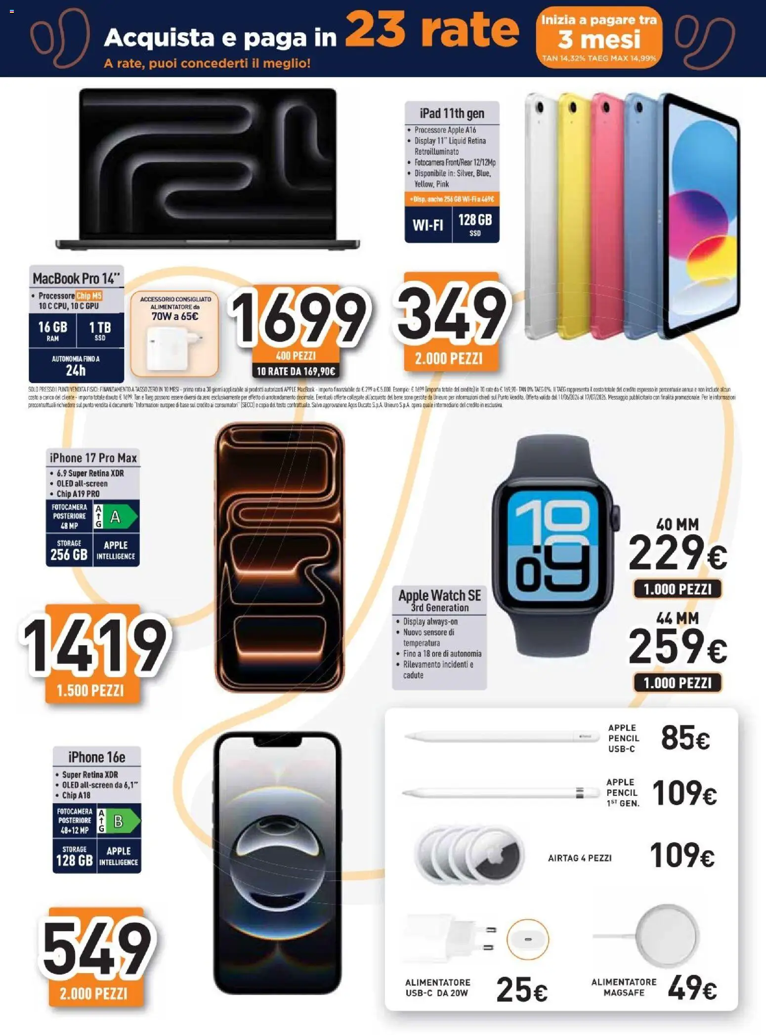 Volantino Unieuro del 11.06.2026 | Pagina: 10 | Prodotti: Iphone, Fotocamera, Apple Watch, Macbook