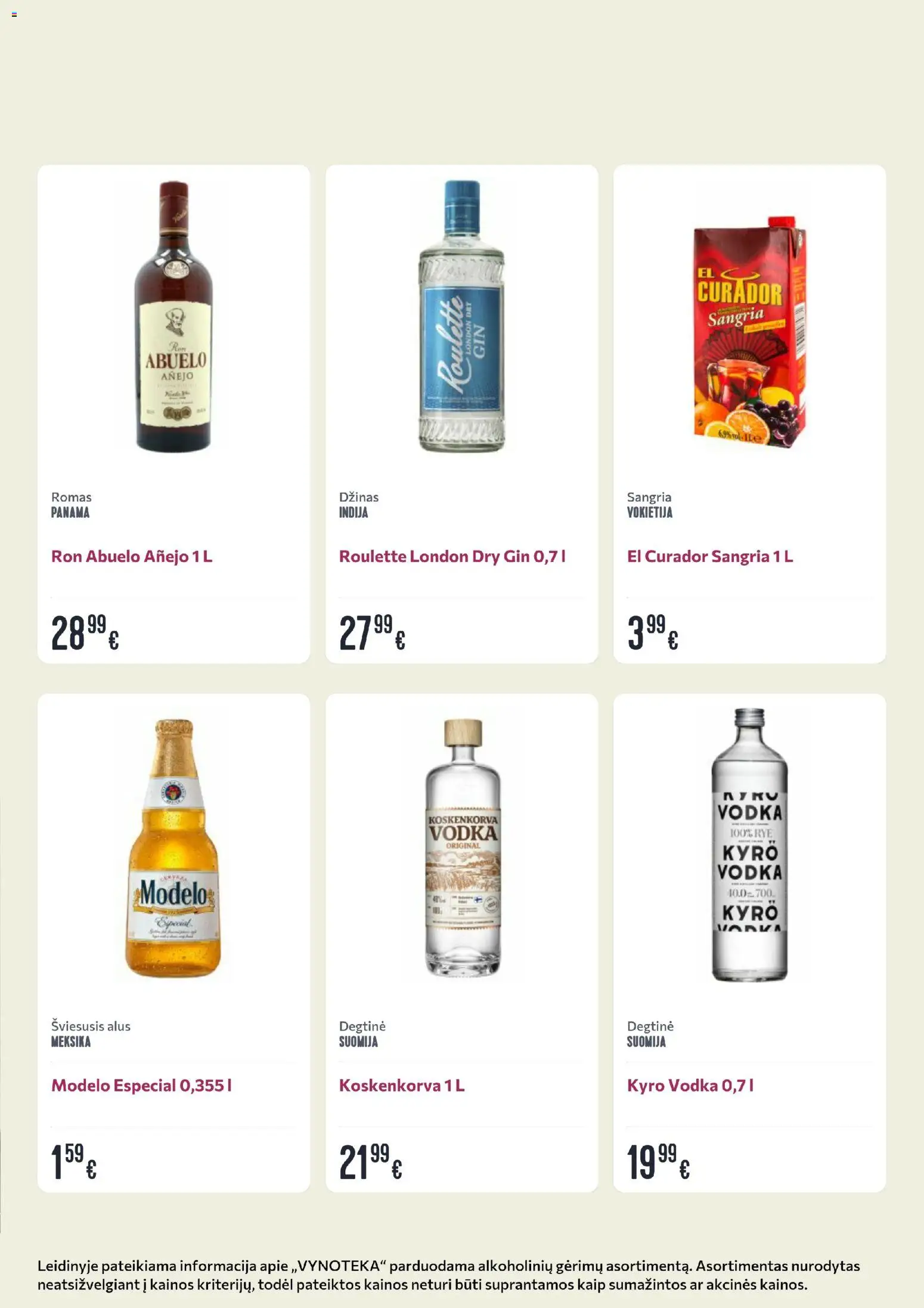 VYNOTEKA akcijos nuo 2026.06.29 | Puslapis: 2 | Prekių: Degtinė, Alus, Džinas