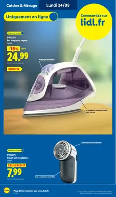 LIDL - Prévisualisation de LIDL catalogue valide à partir de 20/08/2026 | Page: 46 | Produits: Fer à repasser, Rasoir, Réservoir d'eau, Rasoir anti-bouloches