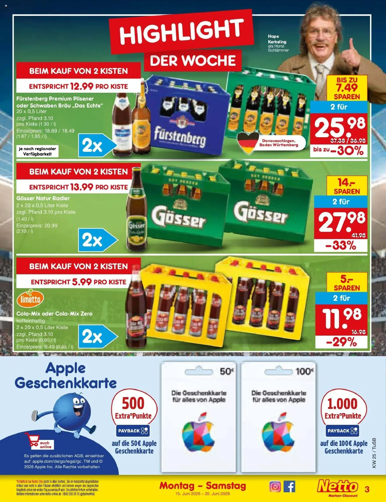 Netto Marken-Discount Prospekt Lahr-Langenwinkel – gültig ab 14.06.2026 | Seite: 3 | Produkte: Apple, Radler