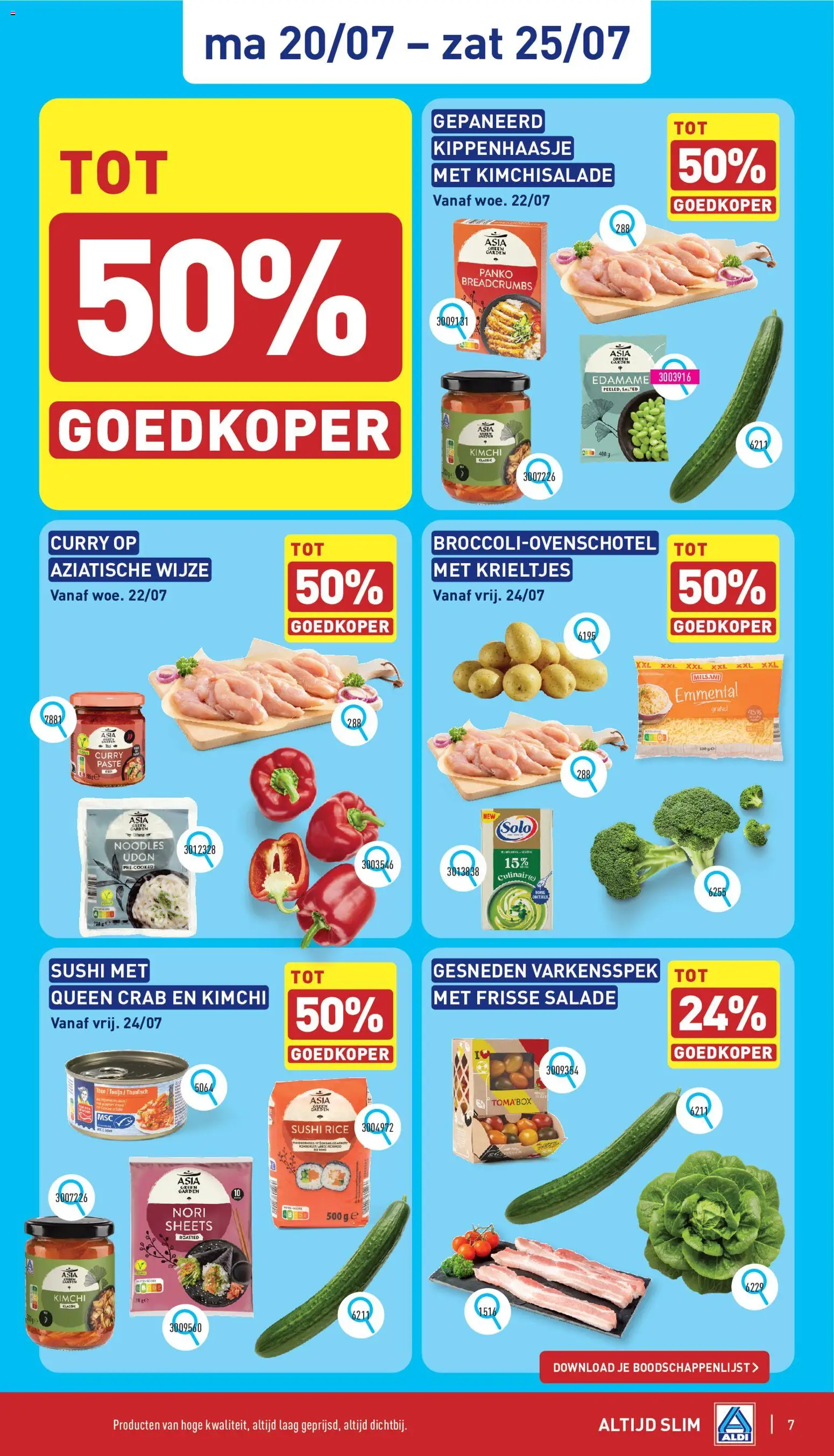 {H1} | Pagina: 7 | Producten: Bacon, Salade, Tonijn, Broccoli
