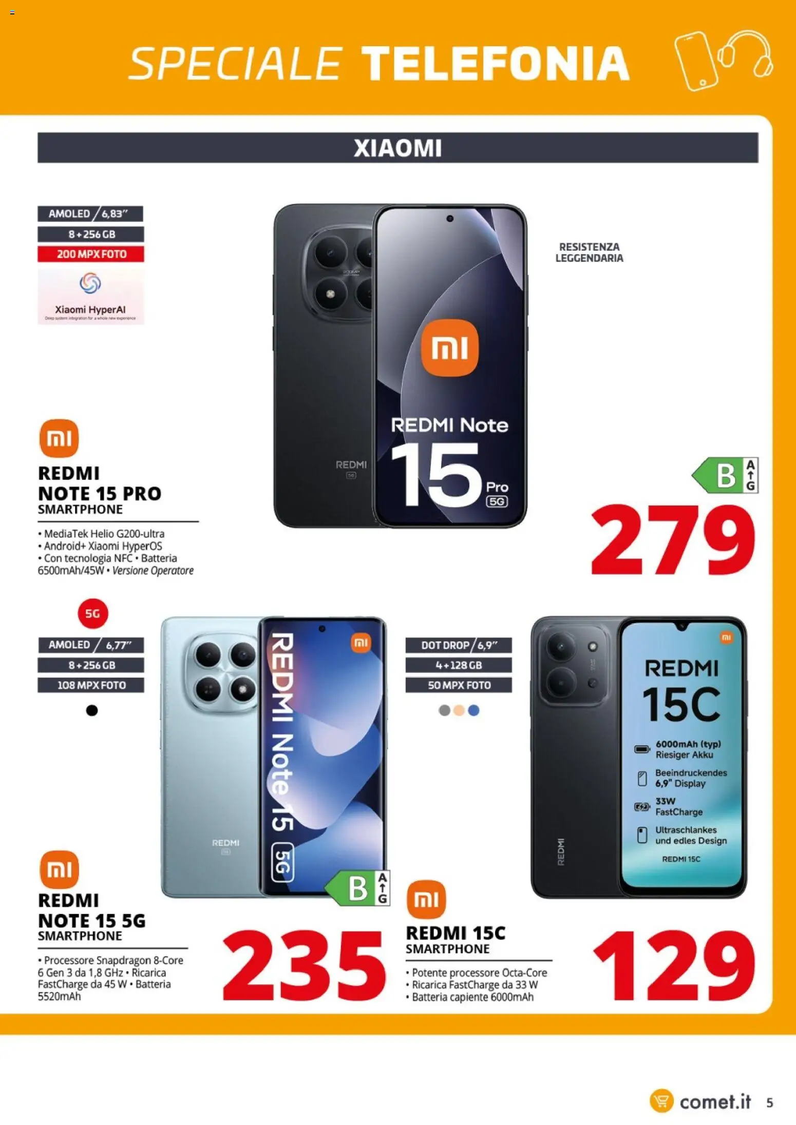 Volantino Comet del 21/08/2026 | Pagina: 5 | Prodotti: Xiaomi, Smartphone, Batteria
