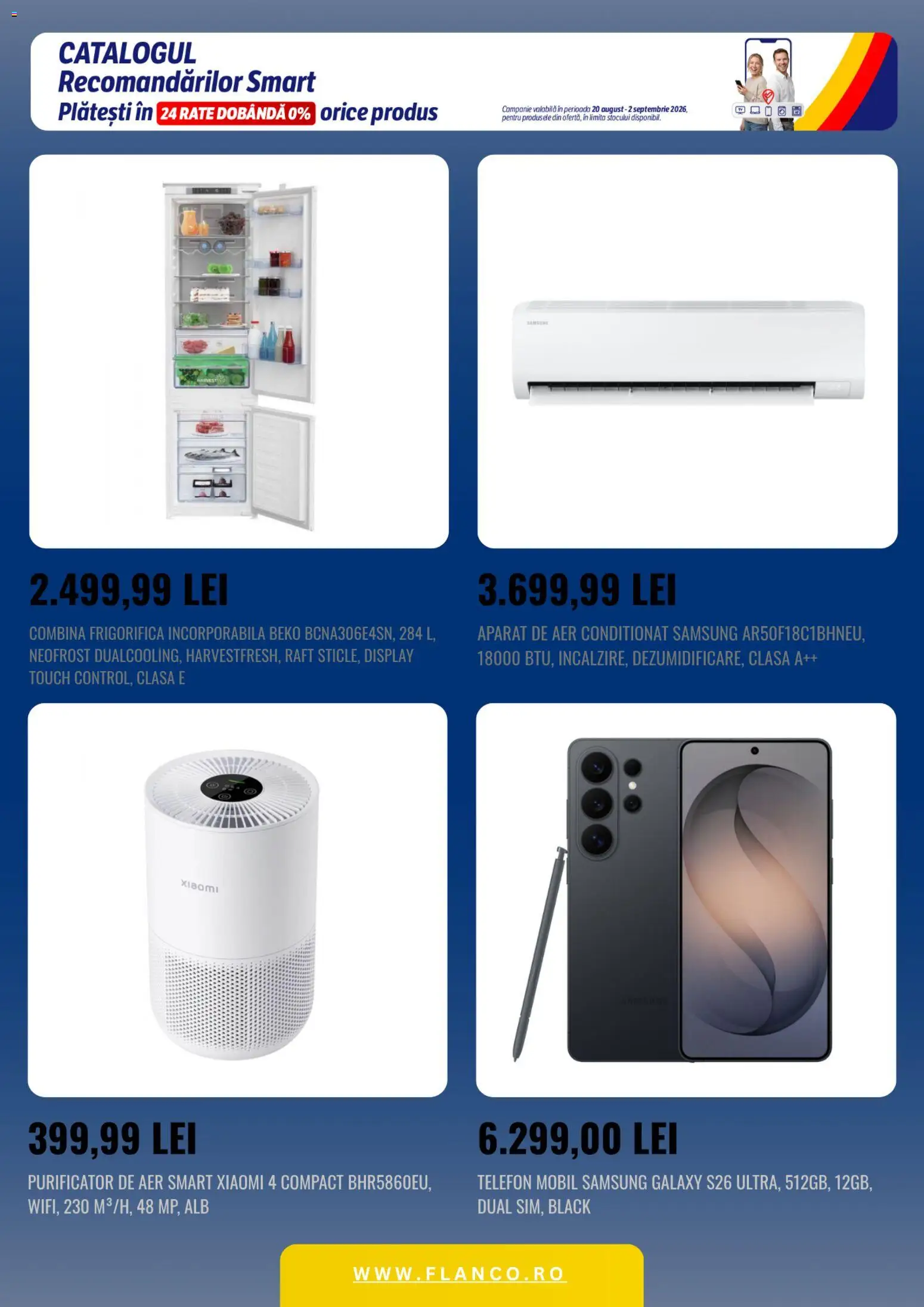 Noul catalog Flanco – valabil de la 20.08.2026 | Pagină: 4 | Produse: Telefon, Purificator De Aer, Combină frigorifică, Black