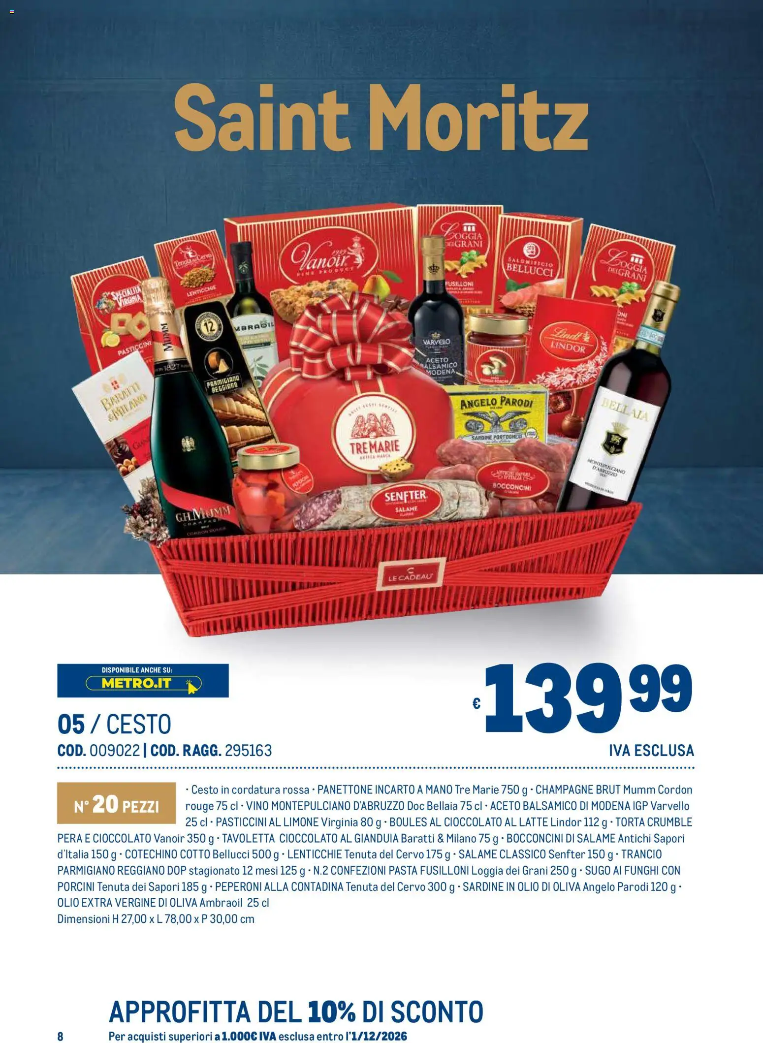 Volantino Metro del 19/10/2026 | Pagina: 8 | Prodotti: Cioccolato, Lindt, Olio extra vergine, Cotechino