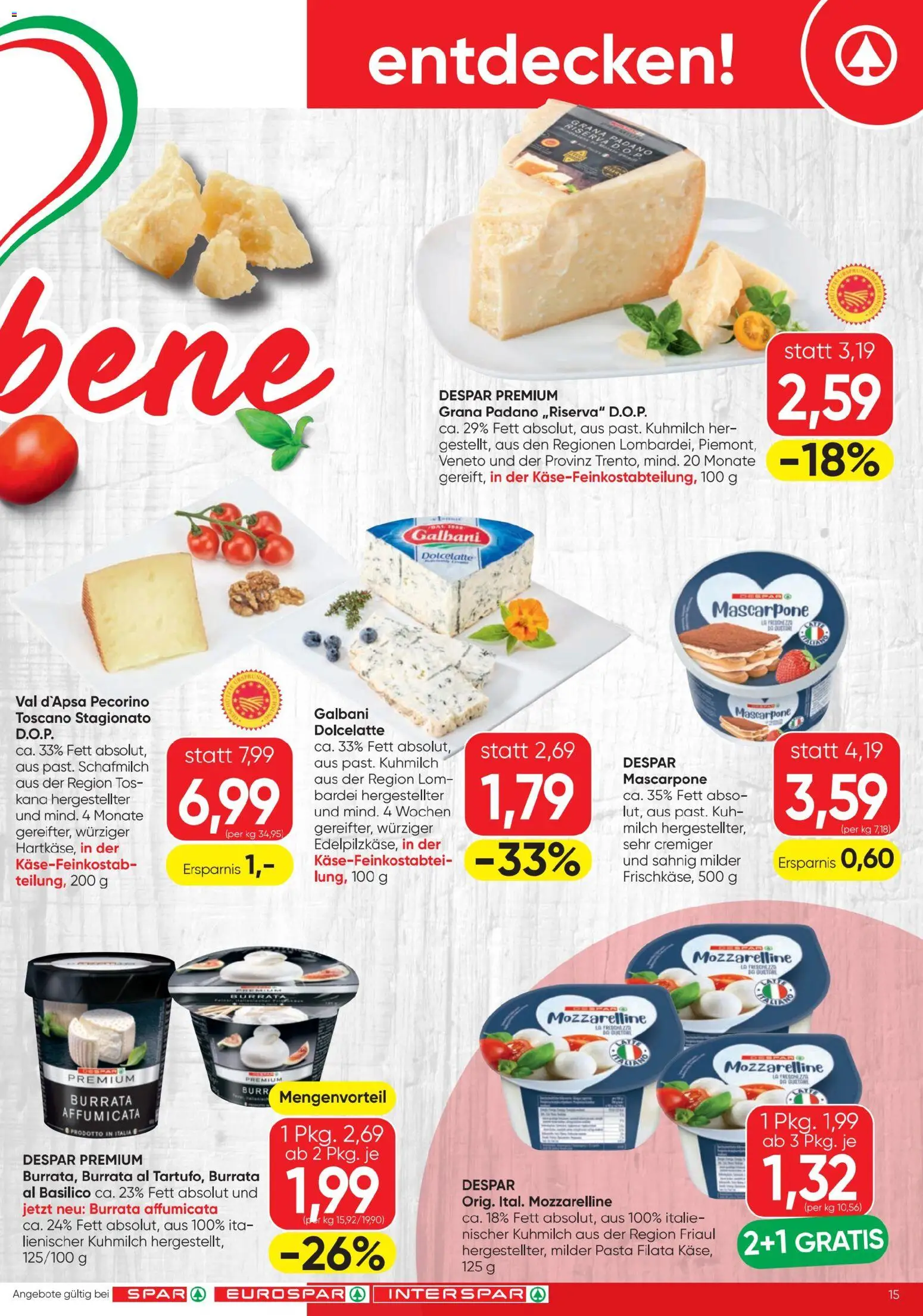 Spar - Flugblatt gültig ab 01.07.2026 | Seite: 15 | Produkte: Pasta, Milch