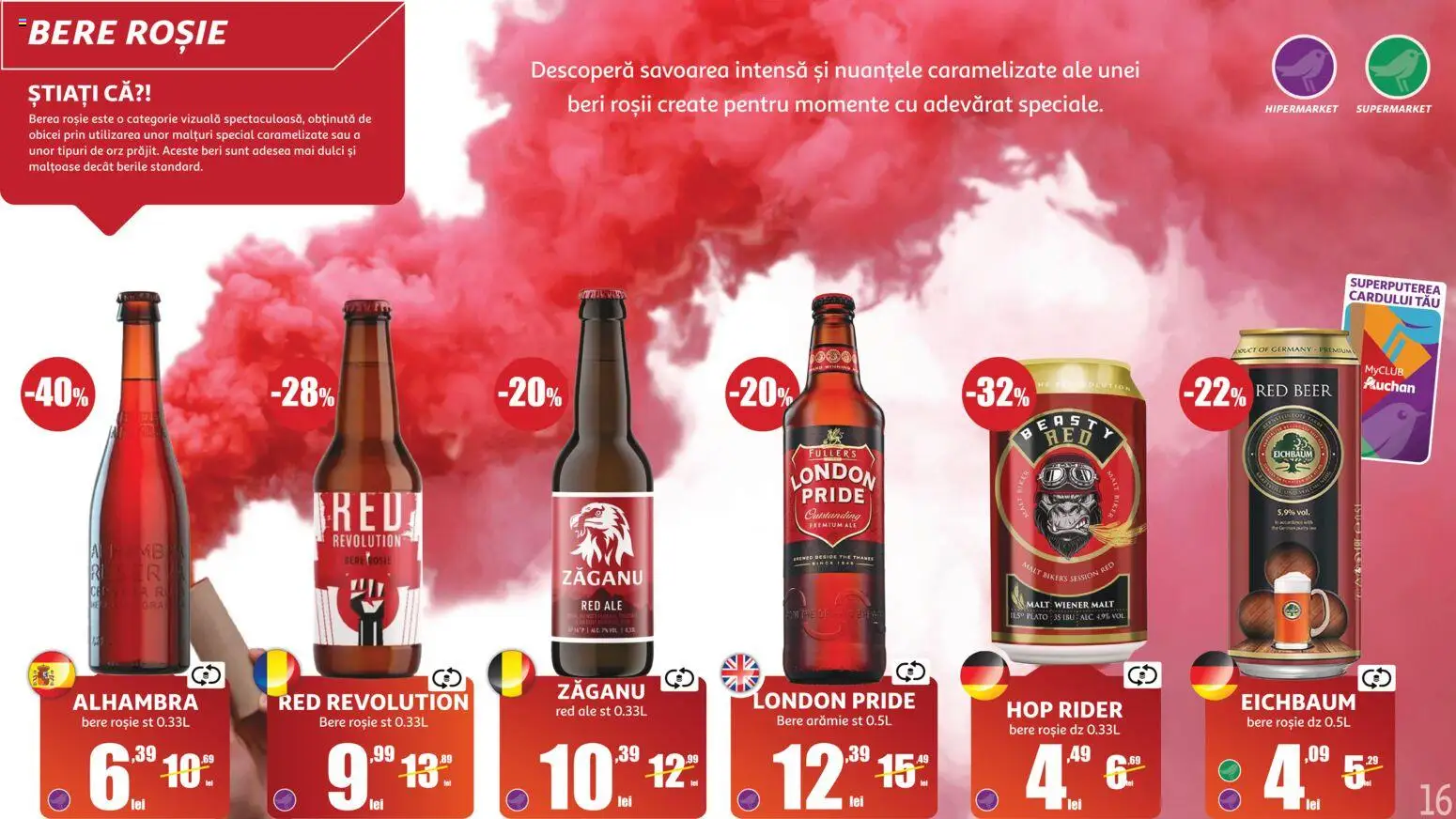 Noul catalog Auchan – valabil de la 10.06.2026 | Pagină: 16 | Produse: Bere, Roșii