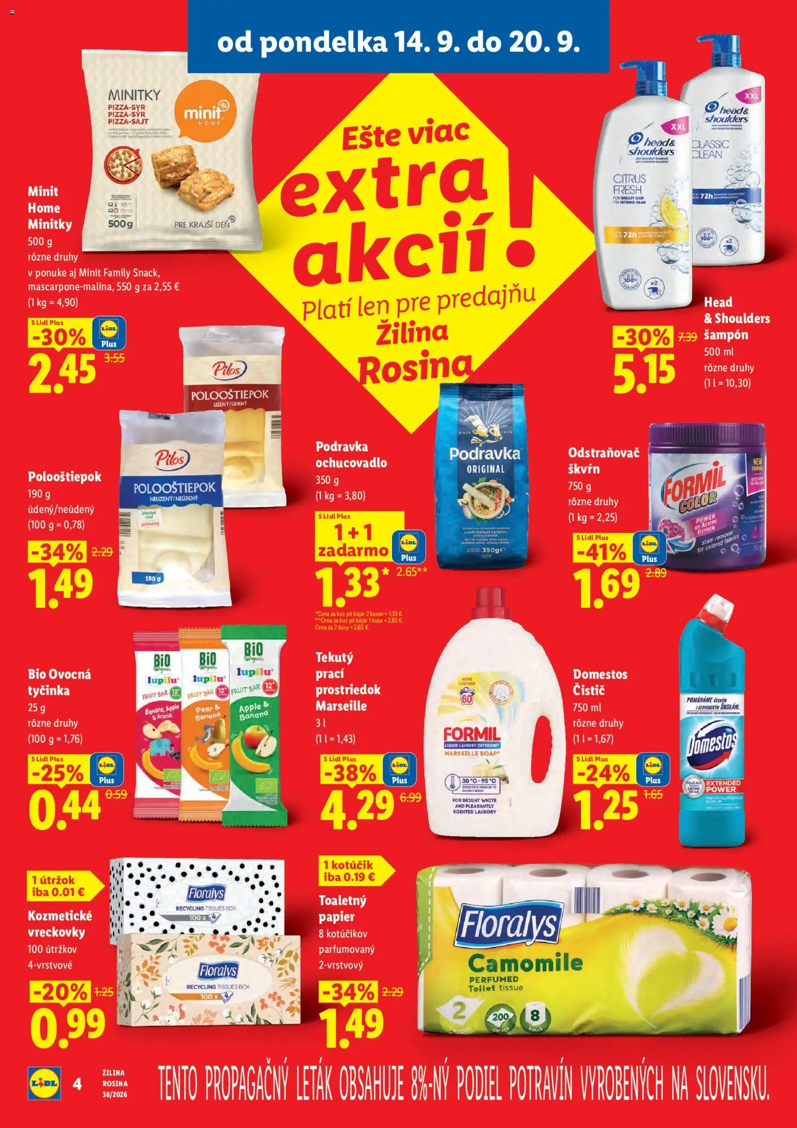 Nové Lidl akcie – leták je platný od 14.09.2026 | Strana: 4 | Produkty: Apple, Šampón, Vreckovky, Domestos