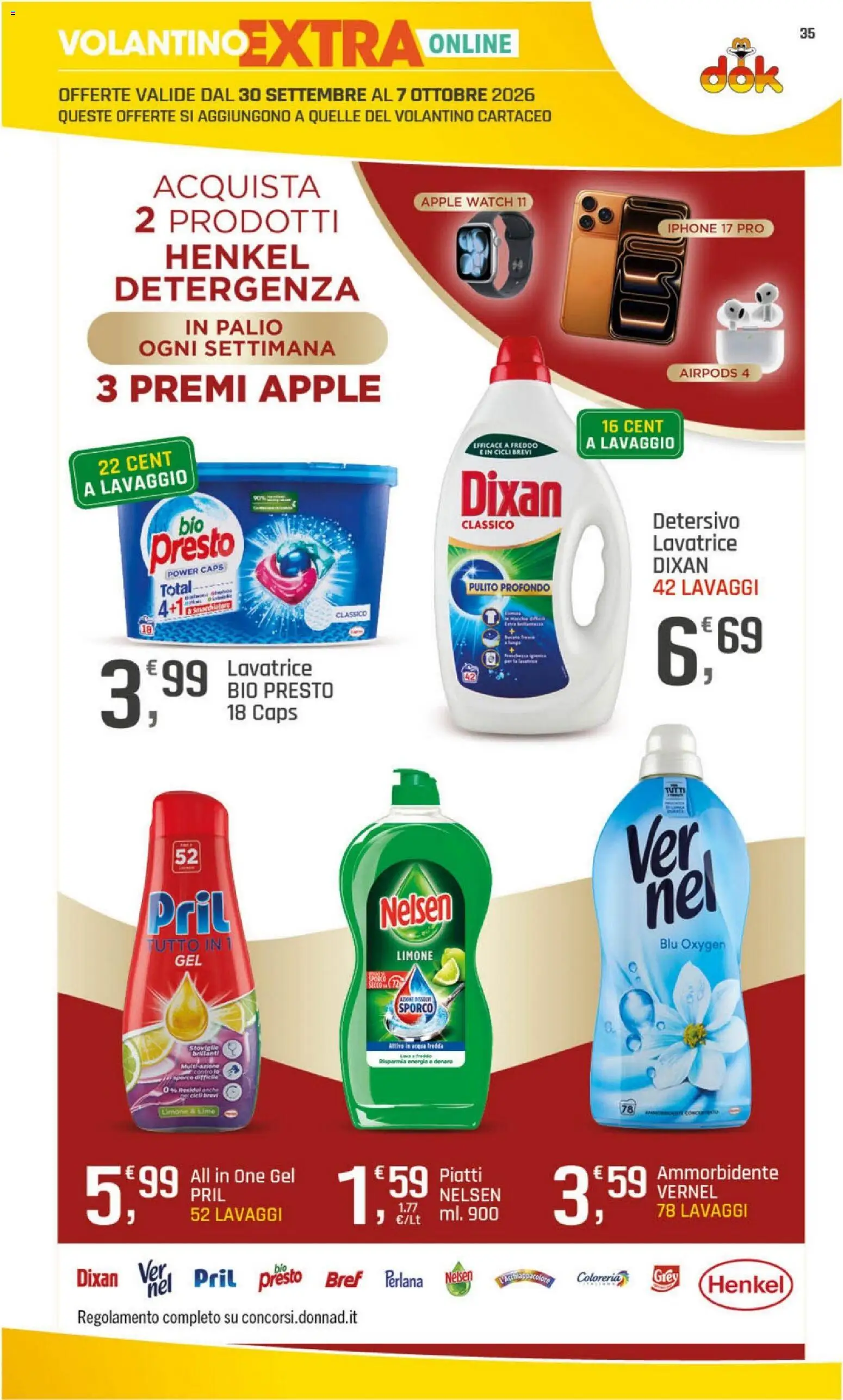 Volantino DOK del 24/09/2026 | Pagina: 35 | Prodotti: Ammorbidente, Piatti, Limone, Apple Watch
