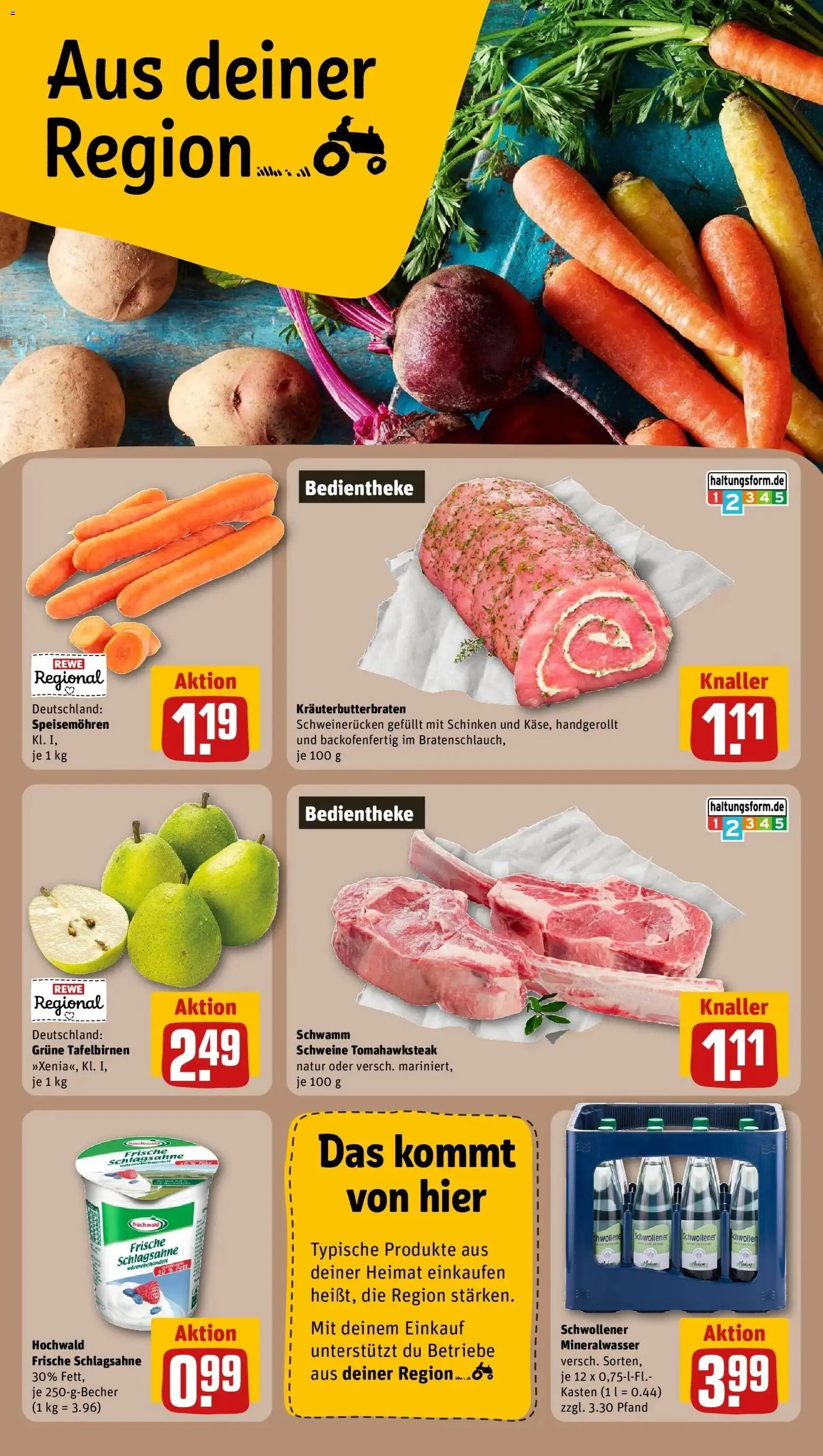 REWE Prospekt ab 26.10.2026 zum Blättern » Angebote | Seite: 26 | Produkte: Schlagsahne, Mineralwasser, Schweinerucken, Schinken