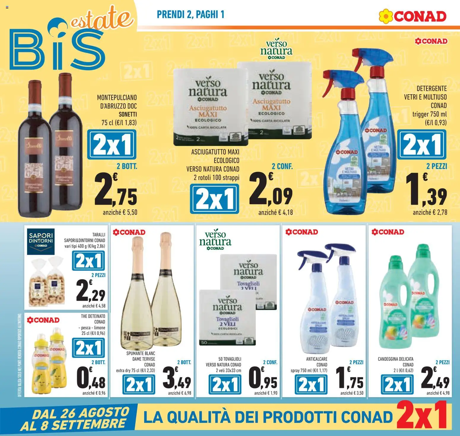 Volantino Conad del 26/08/2026 | Pagina: 6 | Prodotti: Anticalcare, Pesca, Spumante, Taralli