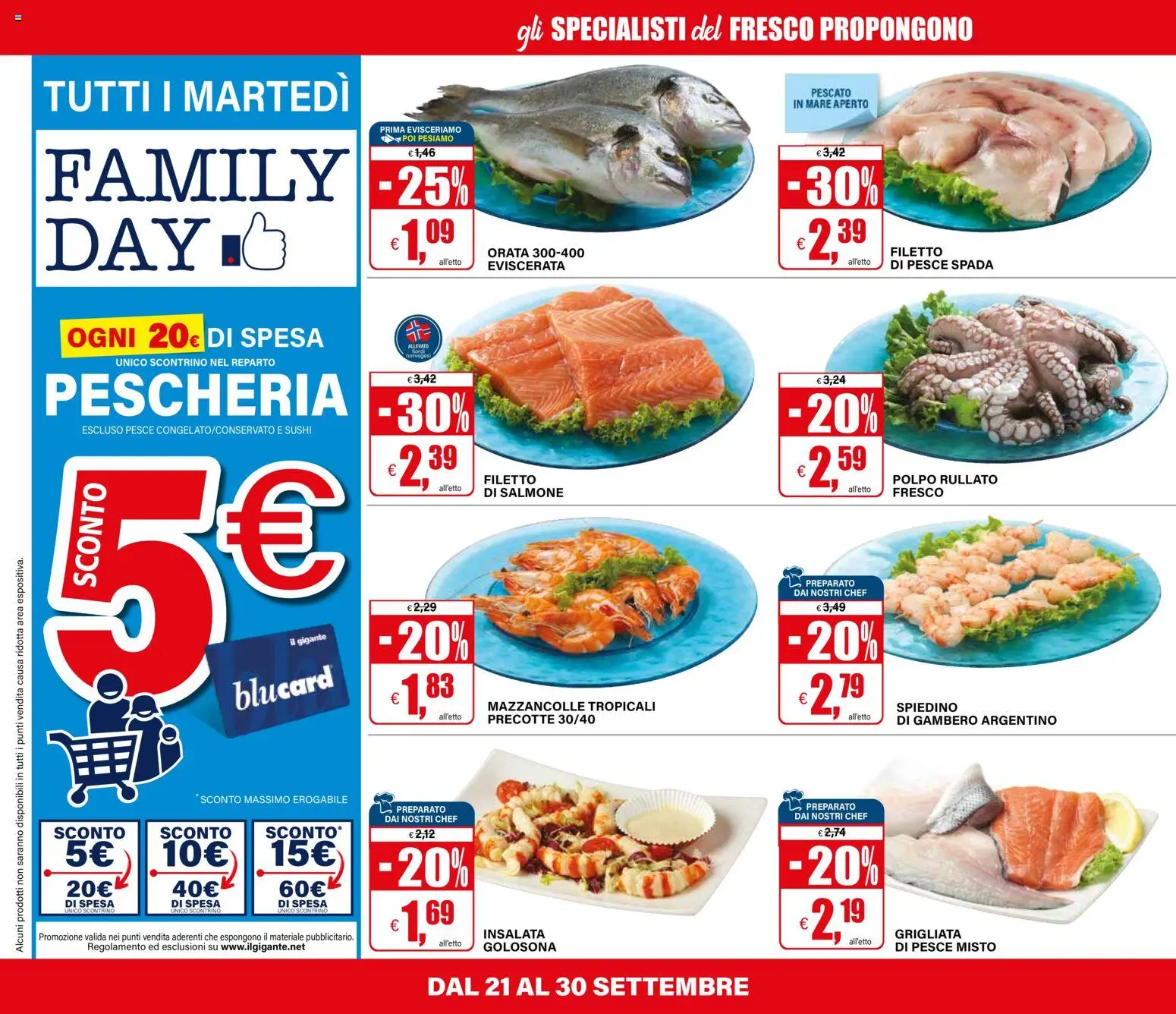 Volantino Il Gigante del 21/09/2026 | Pagina: 14 | Prodotti: Pesce, Mazzancolle, Orata, Pesce spada