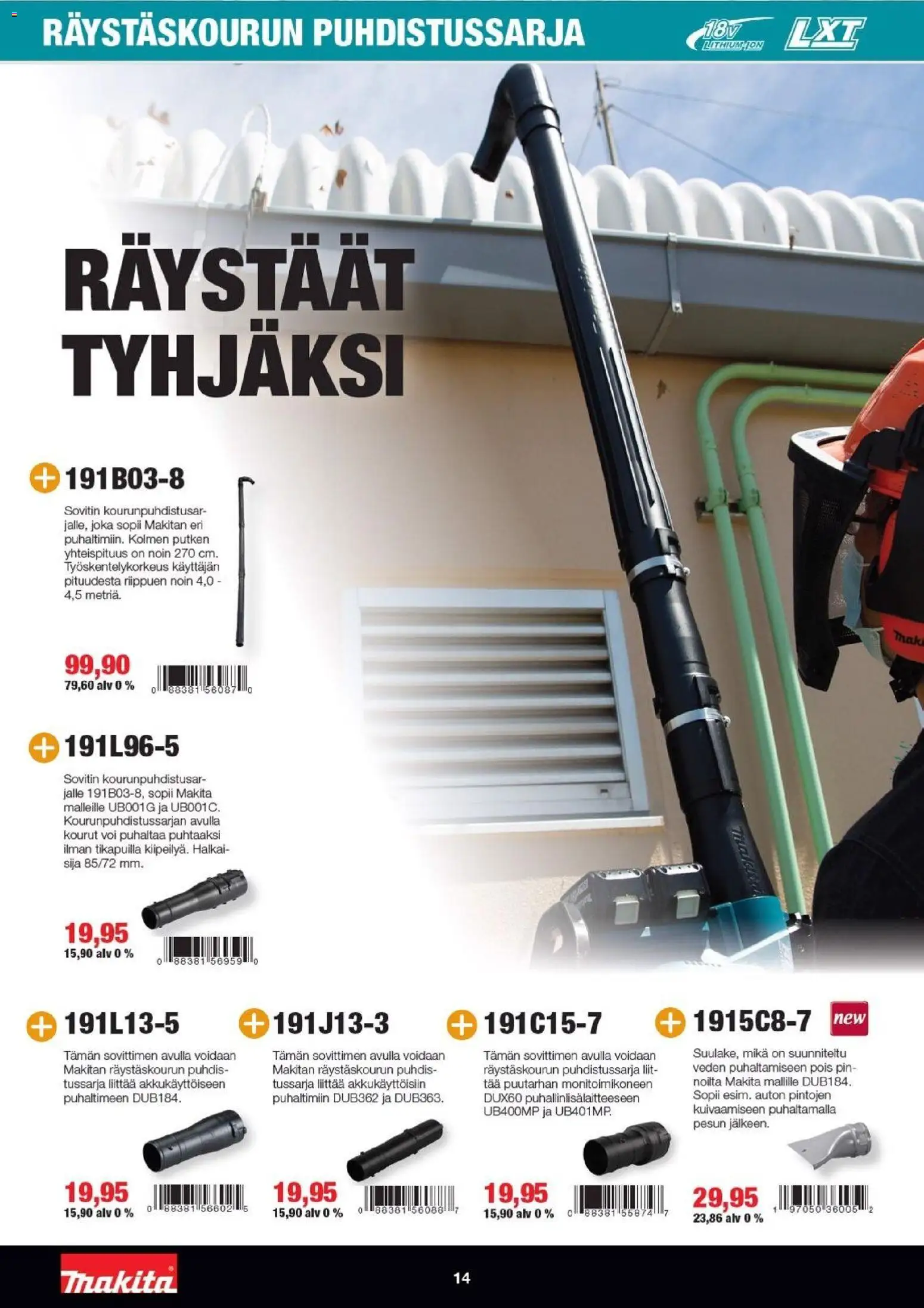 Makita tarjoukset - LXT Puutarha 2026 – voimassa 07.04.2026 alkaen | Sivu: 14 | Tuotteet: Sovitin, Voi